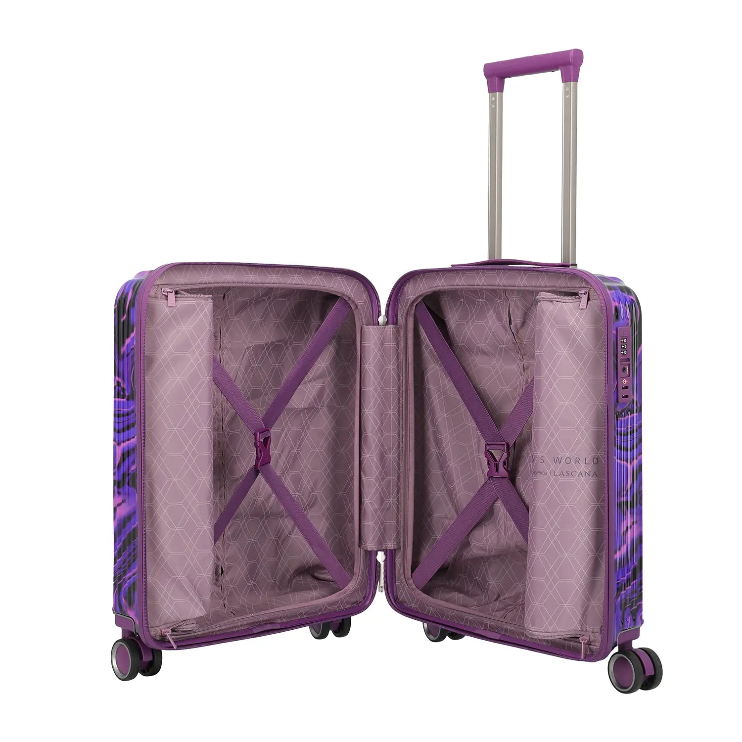 Travelite Lascana Edition Handgepäckstrolley S 55 cm Purple Swirl - Innenausstattung mit Packfächern und Trennwänden
