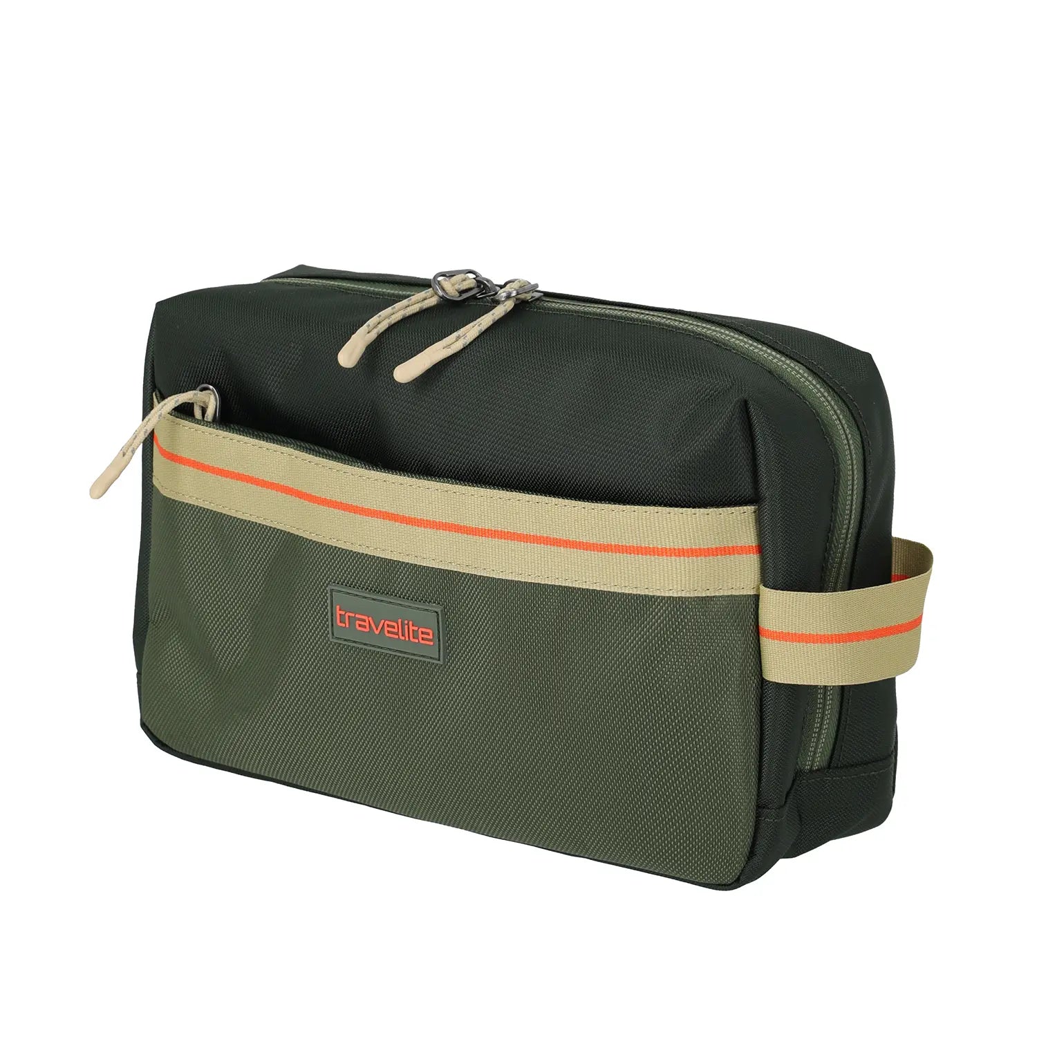 Travelite Color Craze Kulturtasche 24 cm in Oliv - kompakte Reise-Kulturtasche mit Seitenlasche