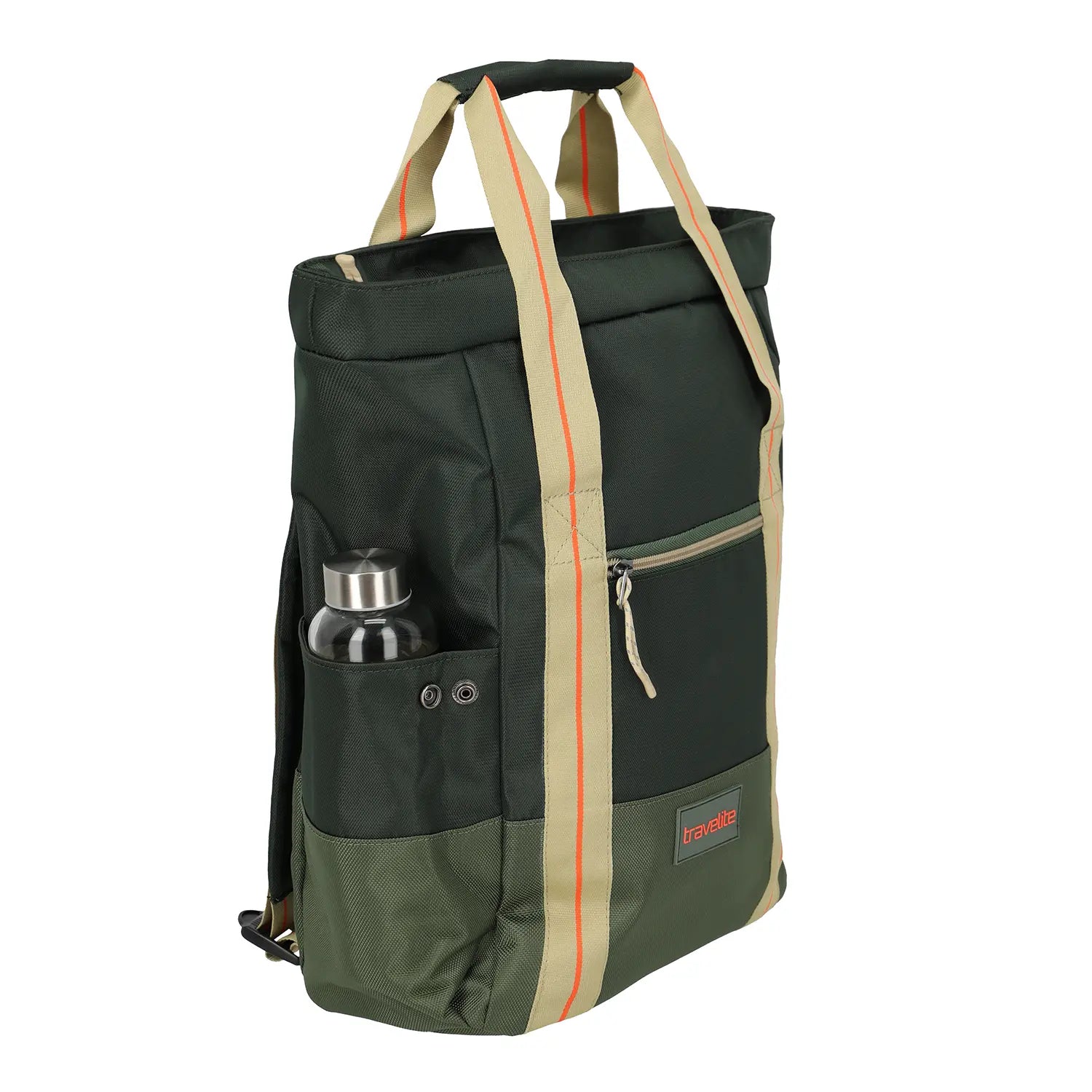Seitenfach und Details der Travelite Color Craze 42 cm Tasche