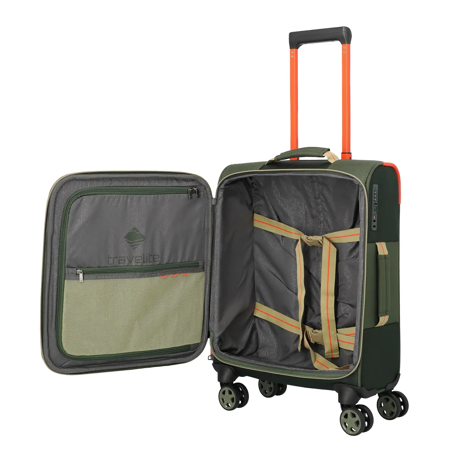Travelite Color Craze 4-Rollen Trolley S 55 cm Oliv - Kabinentrolley mit perfekter Innenaufteilung
