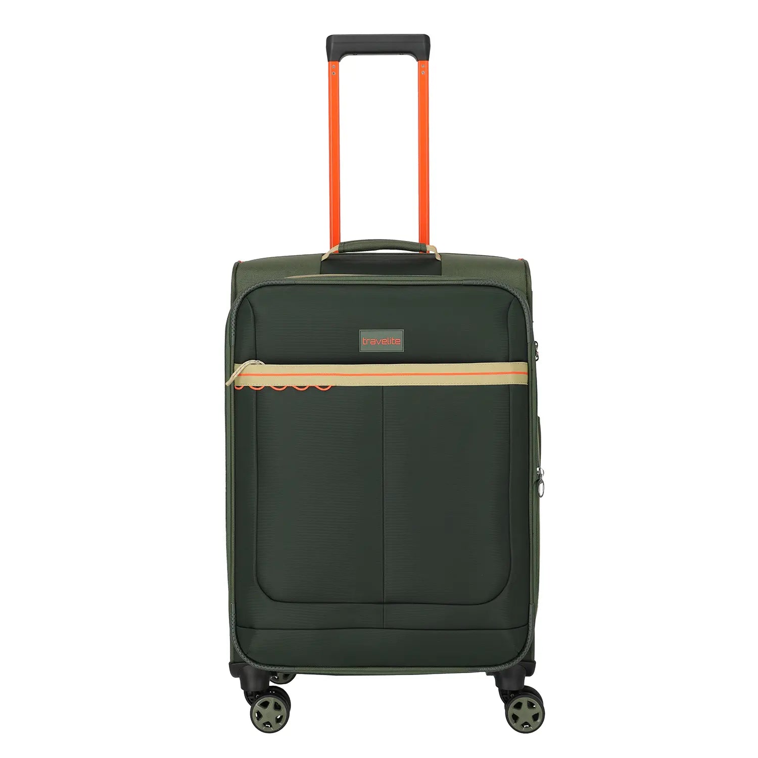 Travelite Color Craze 4-Rollen Trolley M 66 cm Oliv - erweiterbarer Reisekoffer mit Kontrastgestänge