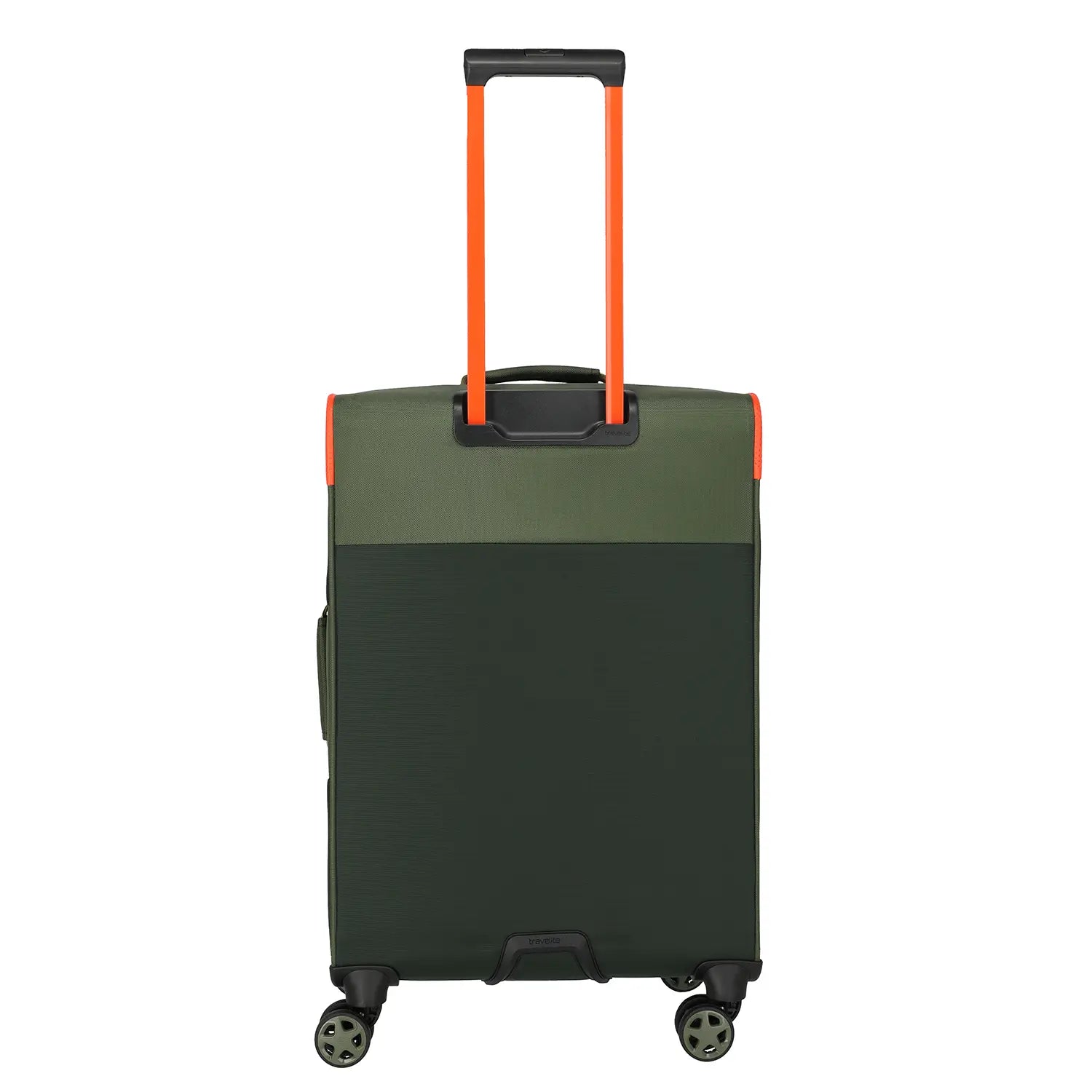 Travelite Color Craze 4-Rollen Trolley M 66 cm Oliv - Rückansicht mit konstrastfarbenem Gestänge