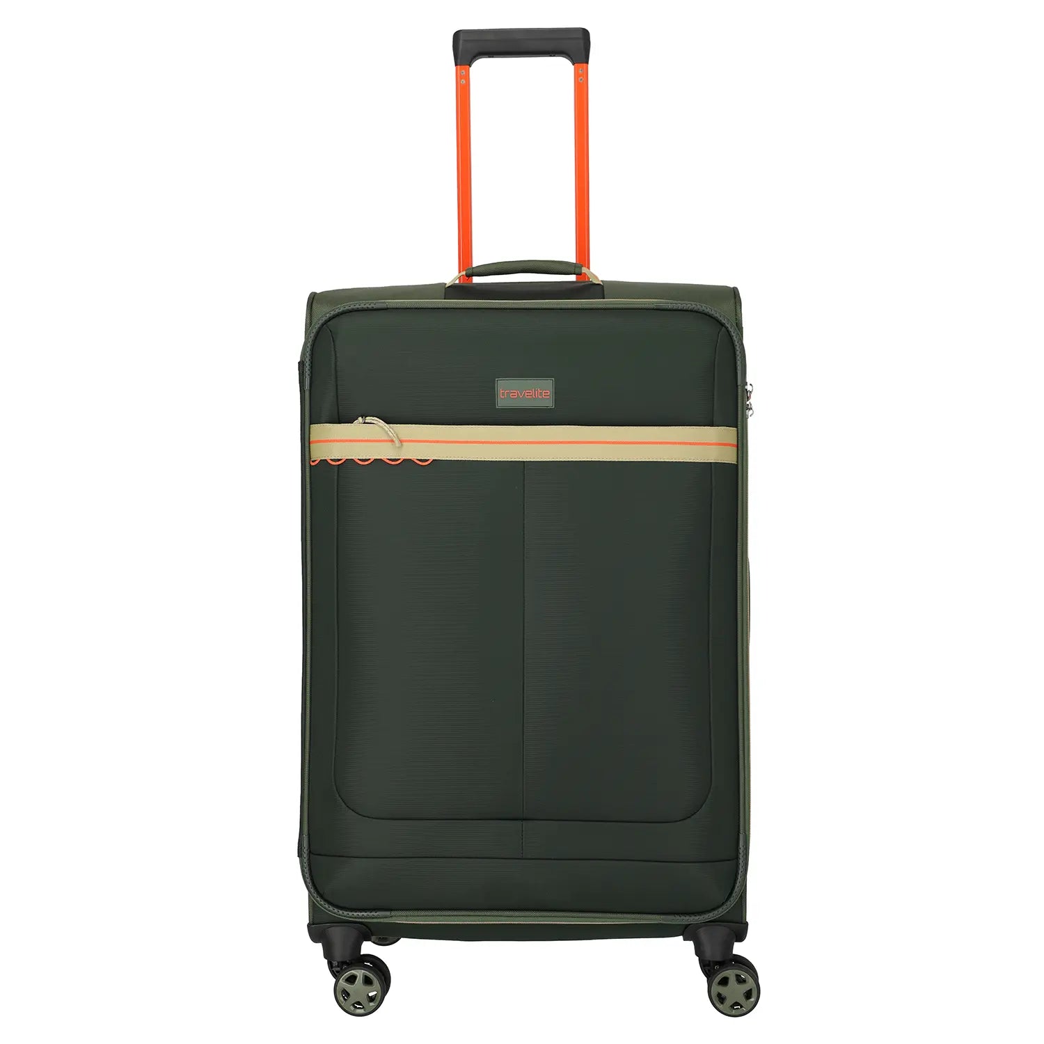 Travelite Color Craze 4-Rollen Trolley L 77 cm Oliv - großer Reisekoffer mit Kontrastgestäng