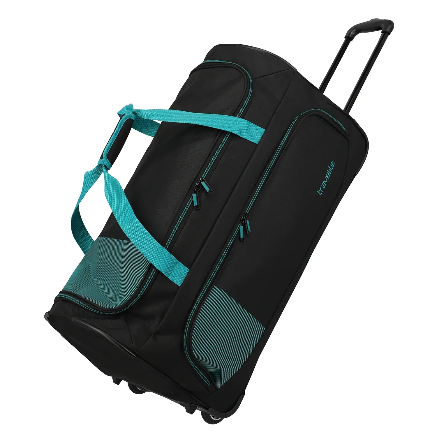 Travelite Basics Fresh Rollenreisetasche 71 cm - Schwarz/Petrol