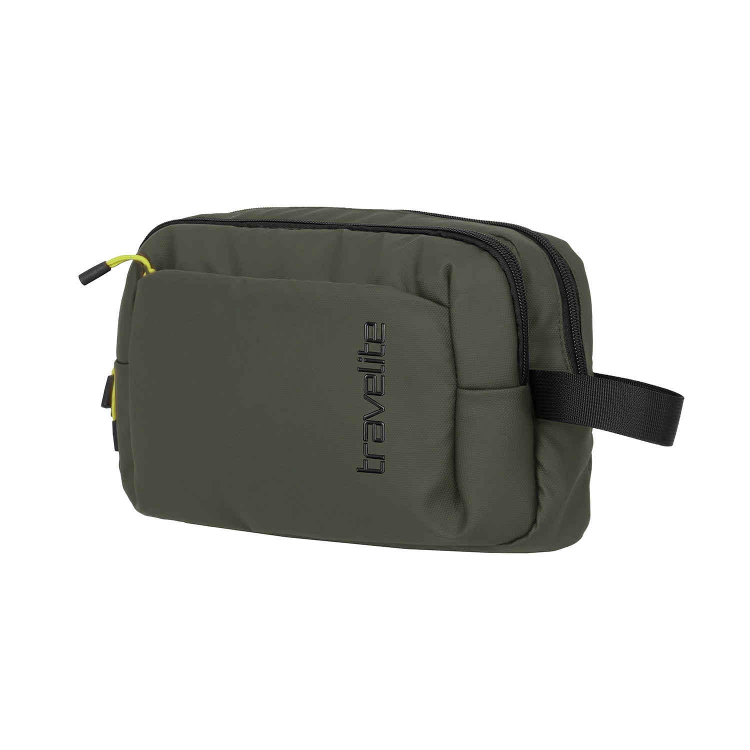 Travelite Briize Kulturtasche 25 cm in Khaki - Frontansicht mit Reißverschluss