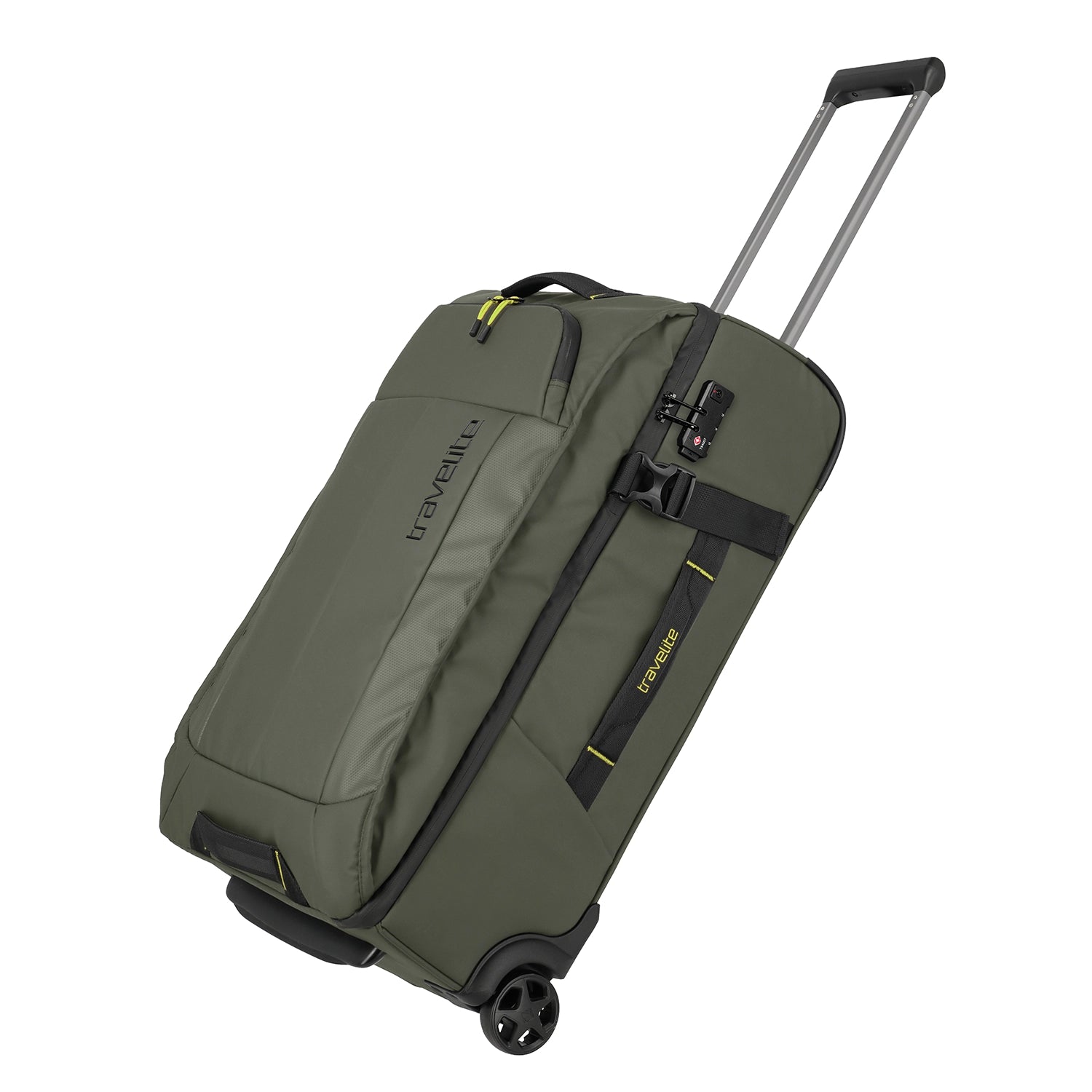 Travelite Briize Rollenreisetasche 67 cm Khaki - Seitenansicht mit TSA Schloss