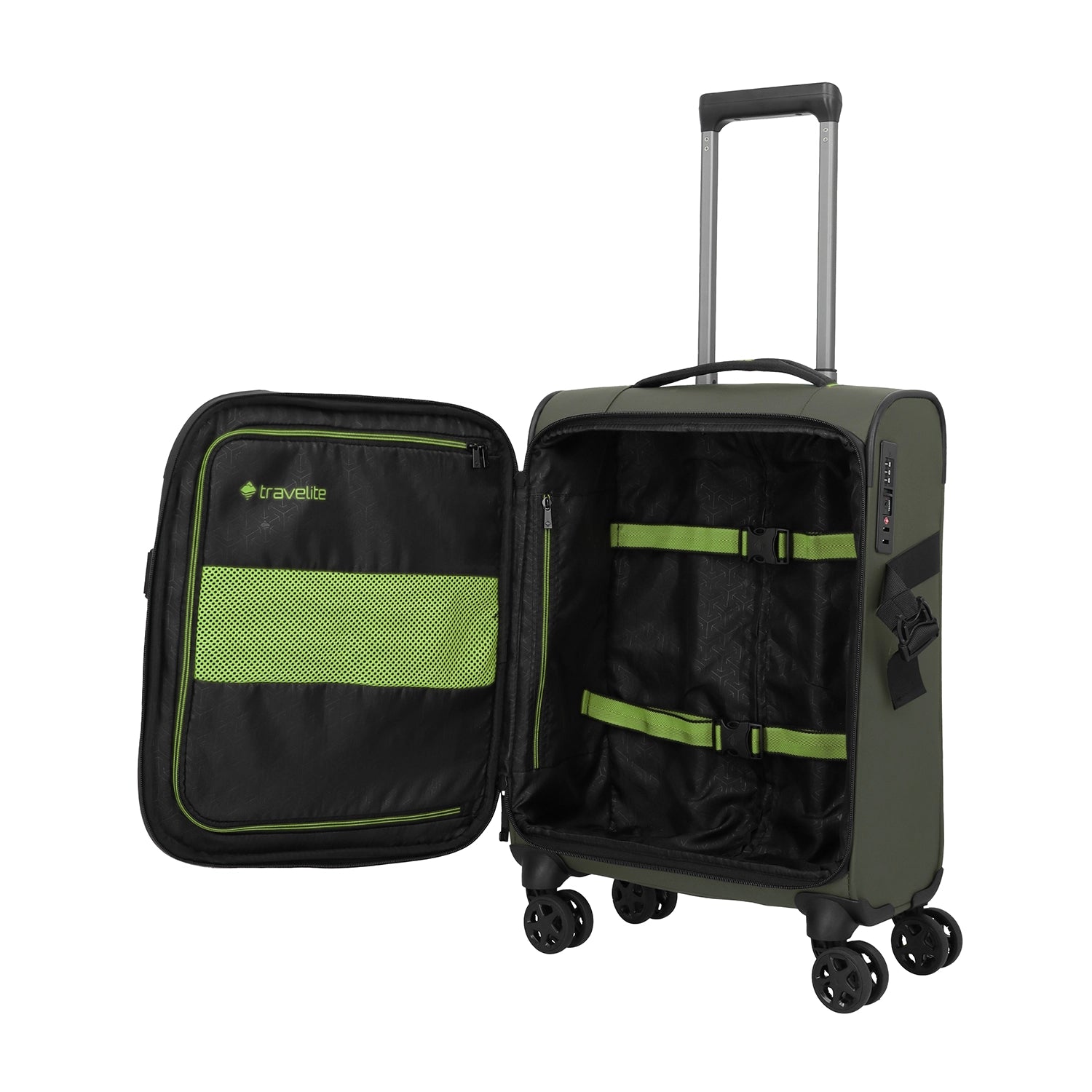 Travelite Briize 4-Rollen Trolley S 55 cm geöffnet - Inneneinteilung mit Hemdenfach