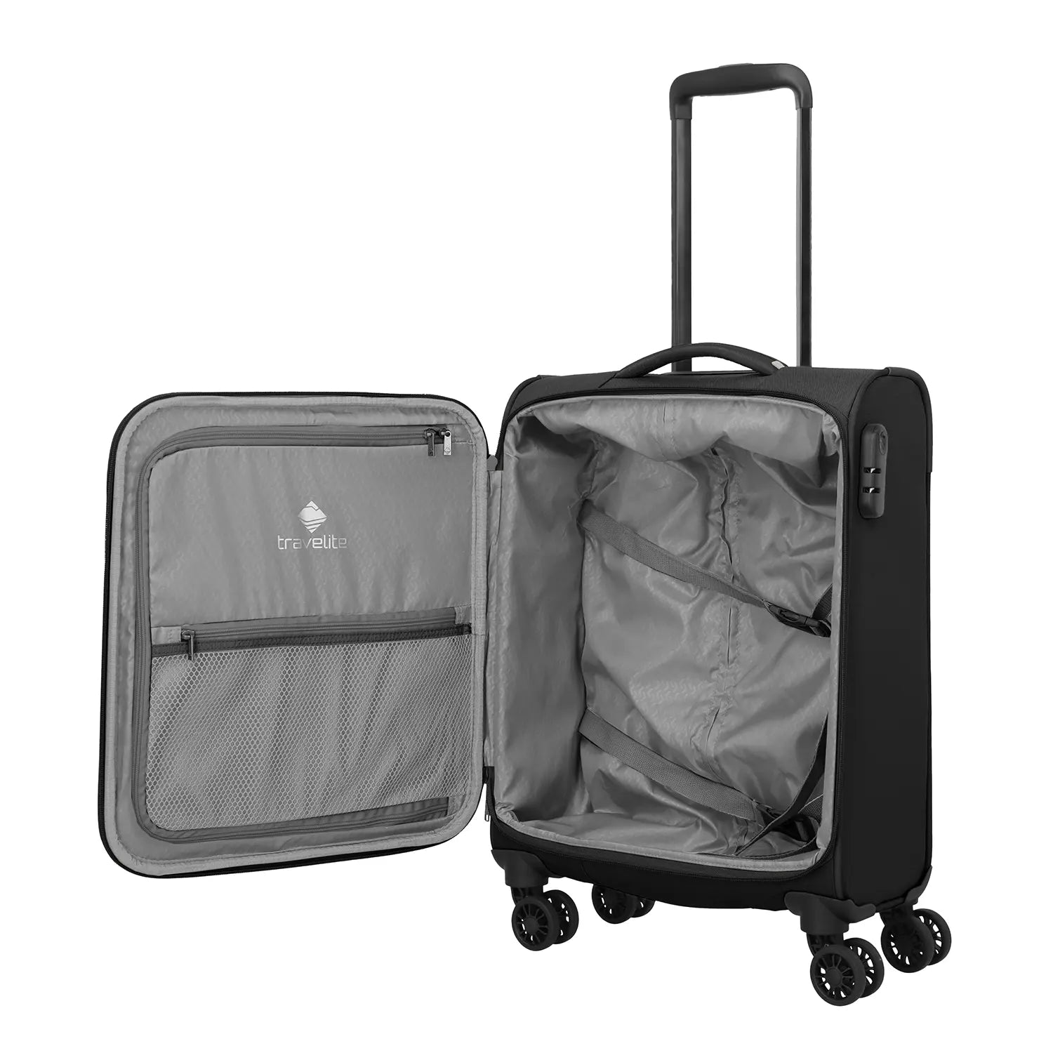 Kleiner Travelite Umbria Koffer S - Innenaufteilung mit Packgurten und Hemdenfach