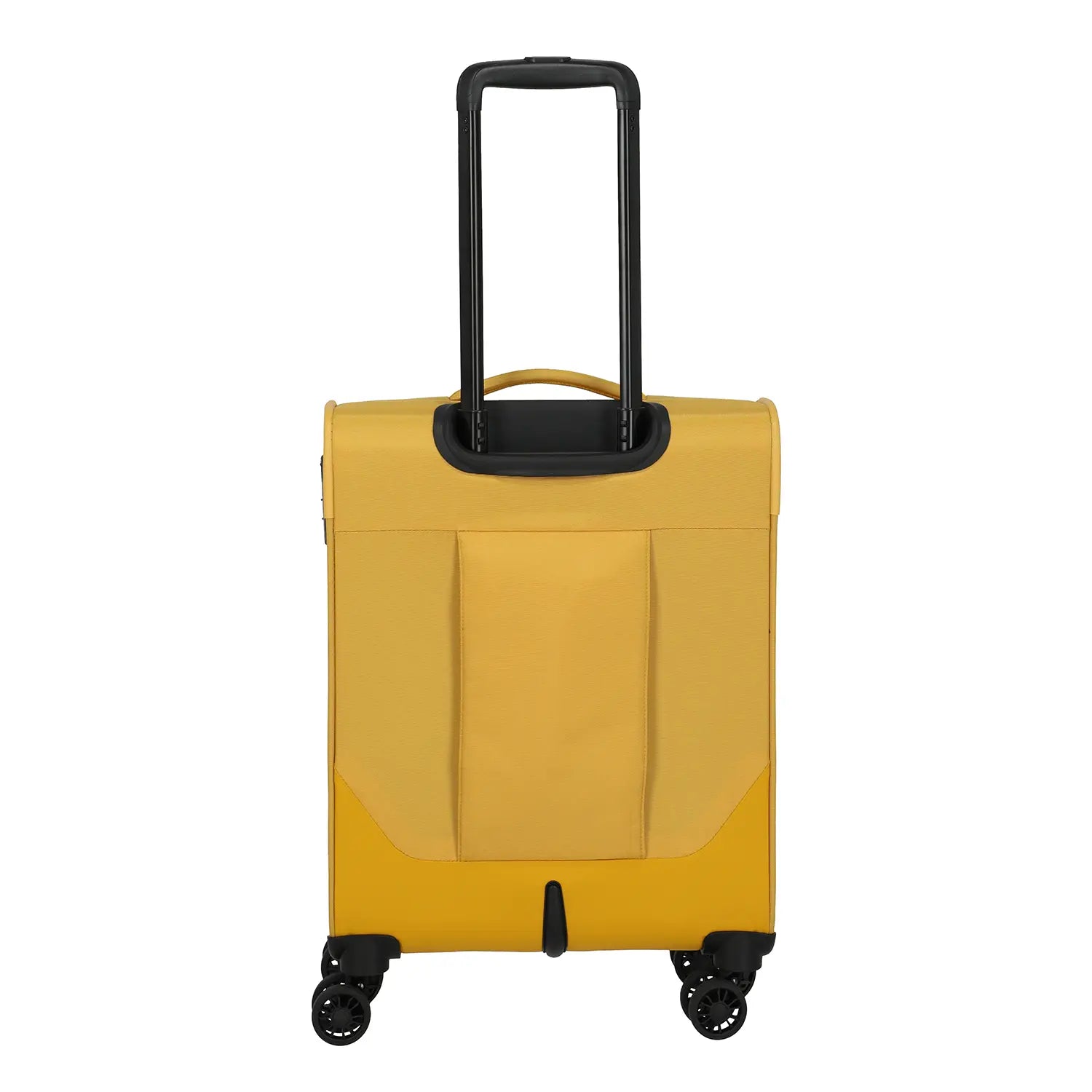 Rückansicht Travelite Umbria Trolley S 55 cm Golden Glow mit ausgezogenem Teleskopgestänge