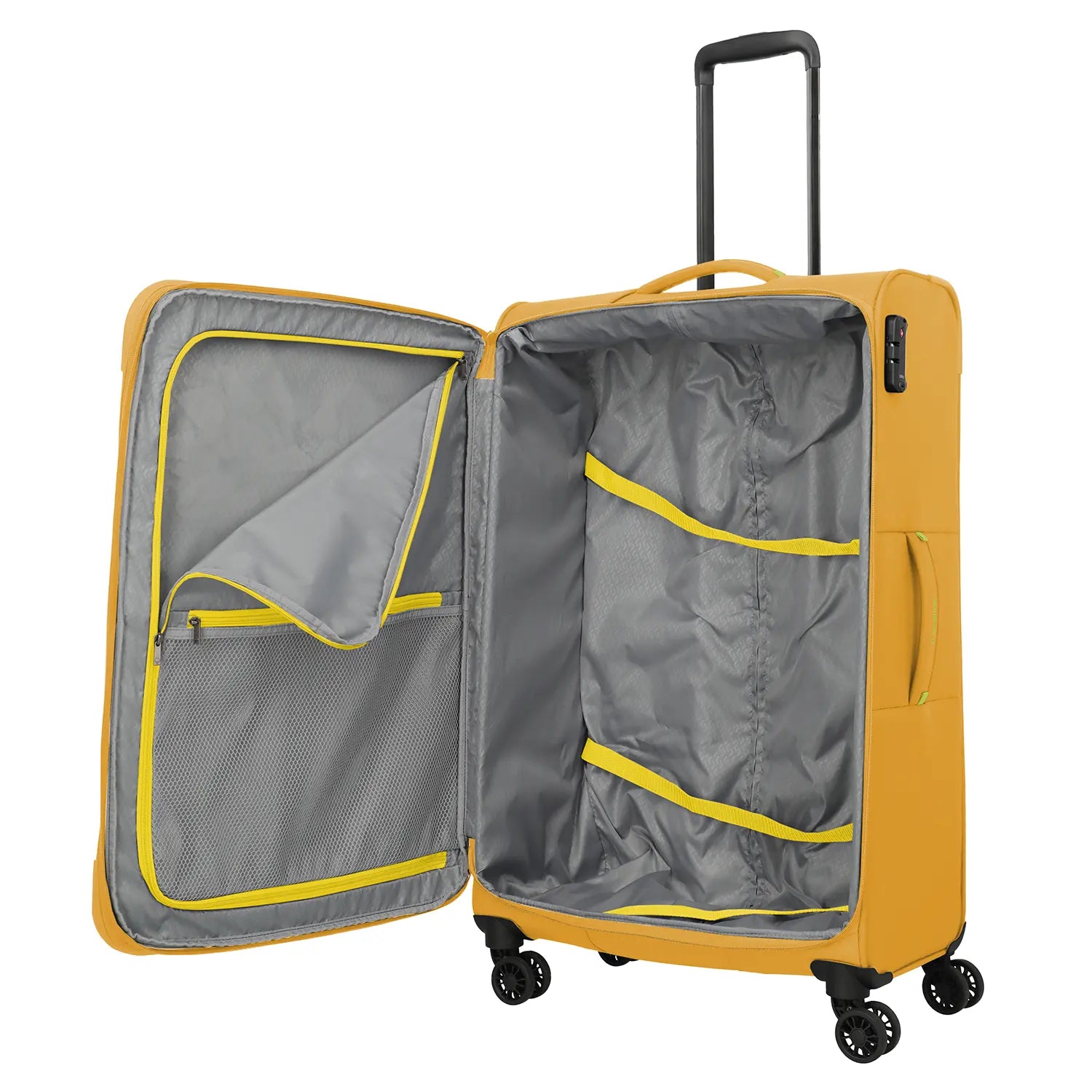 Travelite Umbria 4-Rollen Trolley L Golden Glow - Innenaufteilung mit Packgurten und Netzfach