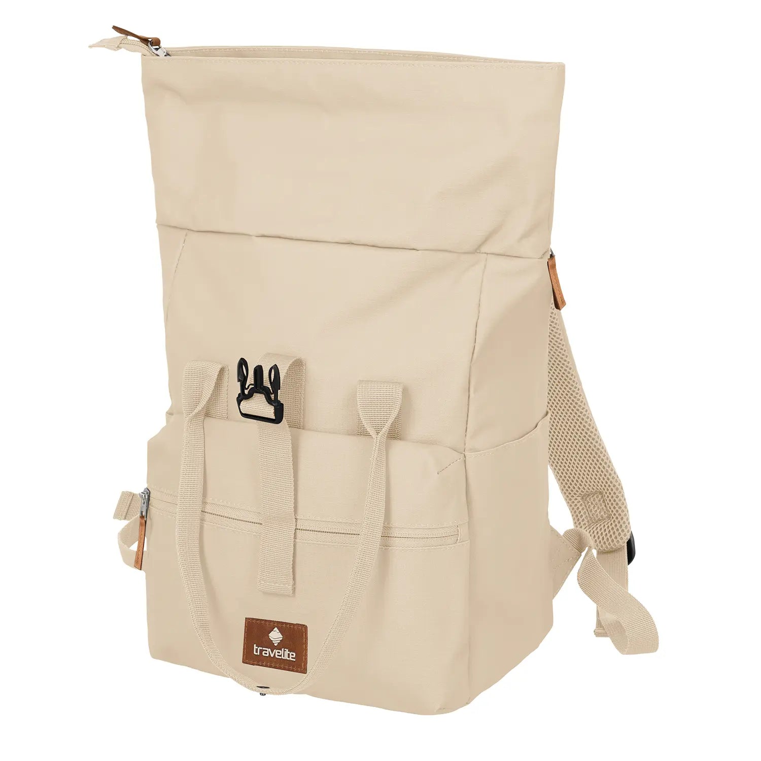 Travelite Basics Rolltop Rucksack 37 cm Off-White – leichter und vielseitiger Rucksack für Uni, Arbeit und Reisen