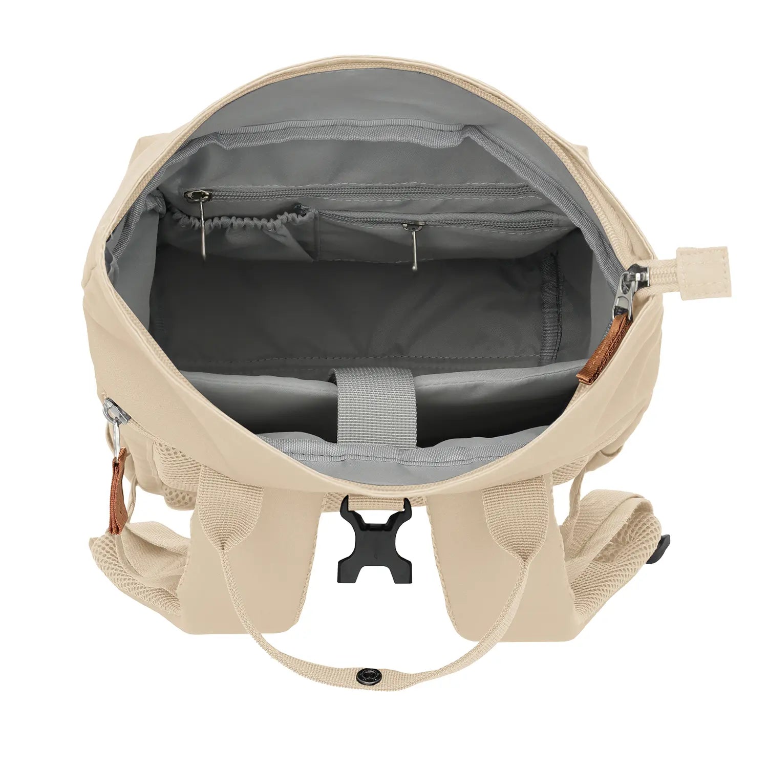 Innenaufnahme Travelite Basics Short Handle Rollup Backpack Off-White – urbaner Look im minimalistischen Stil
