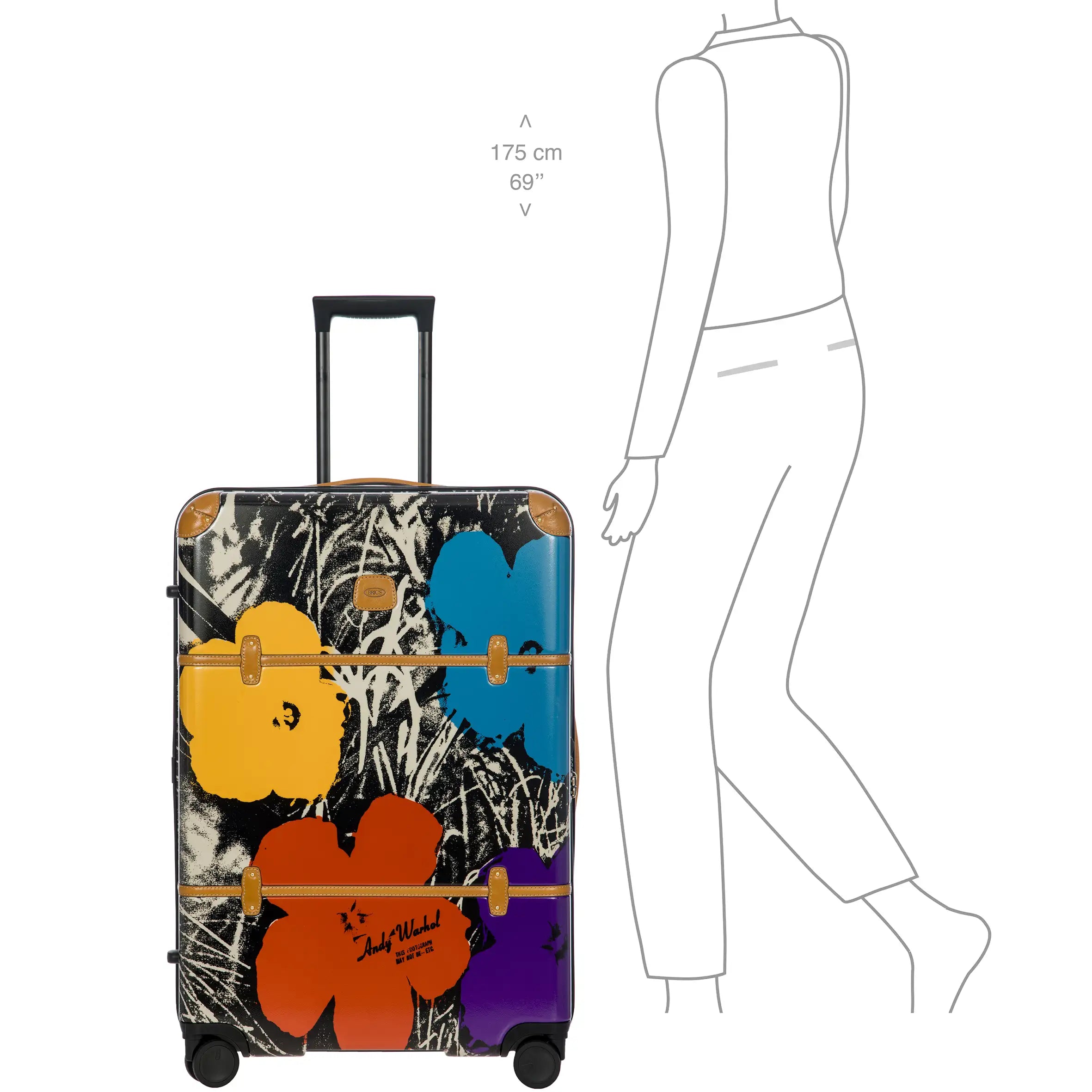 Brics Andy Warhol 4-wheel trolley 76 cm - Black Colored Flowers