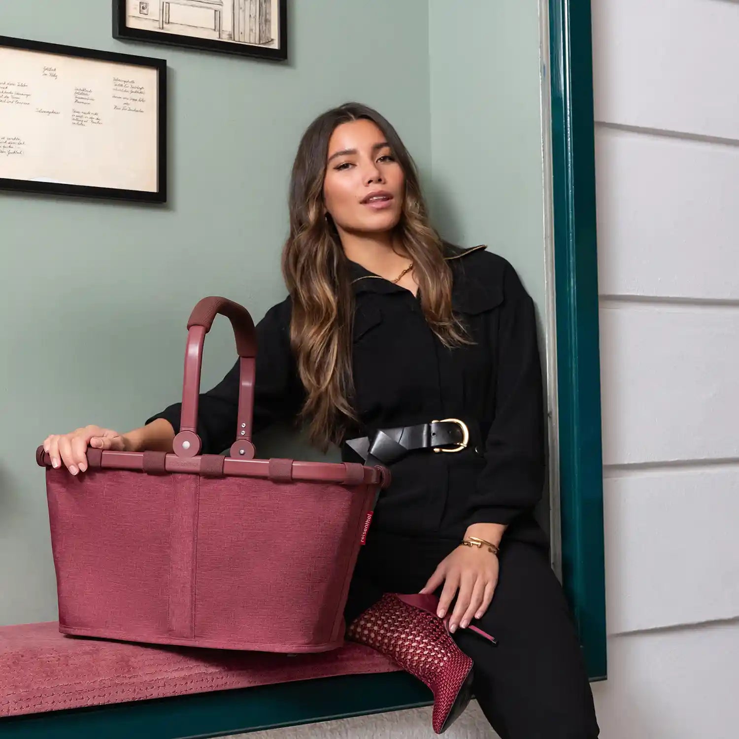 Reisenthel Shopping Carrybag 48 cm Twist Maroon – stilvoller Einkaufskorb für unterwegs