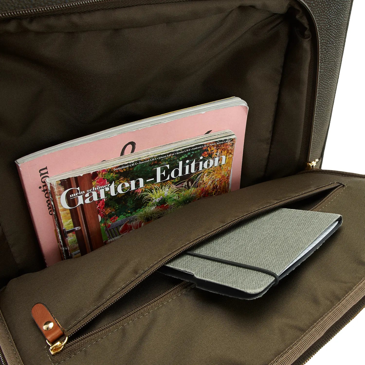 Brics Life Trolley BLF05271-378 Olive - Detailansicht der Fronttasche mit Fächern