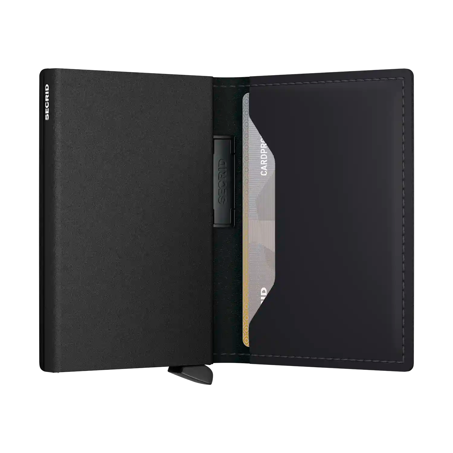 Secrid Bandwallet Matte Black-Black geöffnet - Kompakte Geldbörse mit Banknoten
