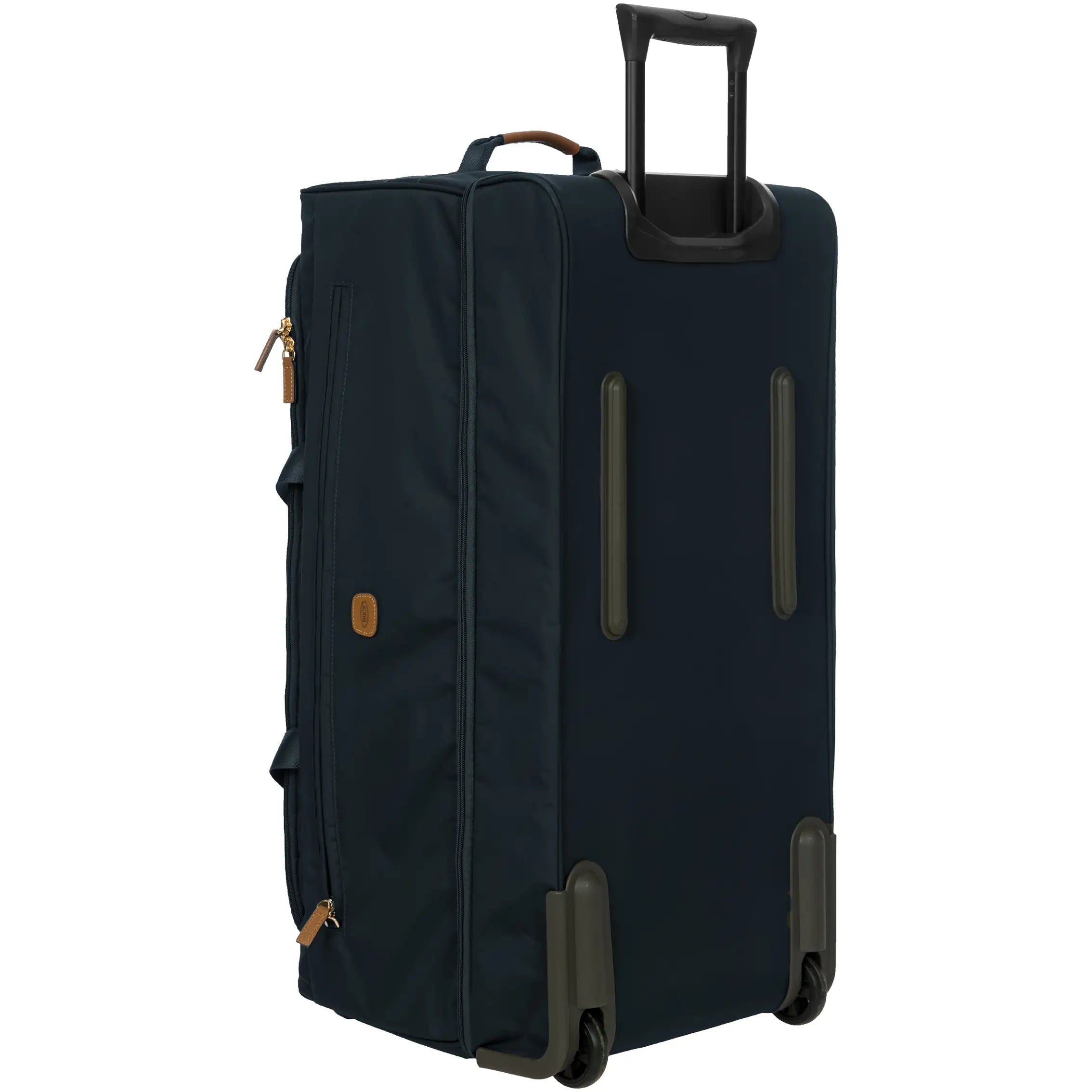 Rückseite einer blauen Reisetasche von Brics auf zwei Rollen