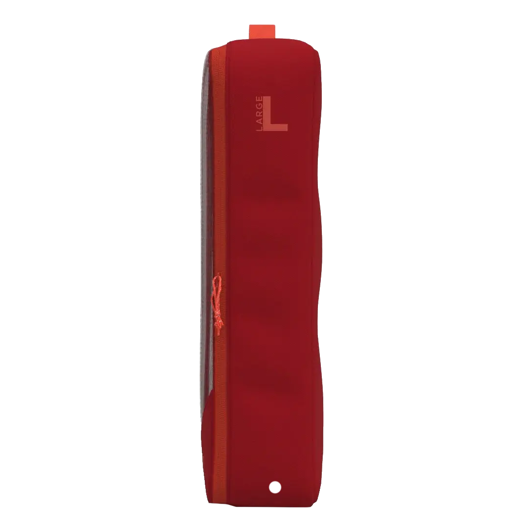 CabinZero Classic Packing Cube Large 35 cm in Fiesta Red - Seitenansicht mit Größenangabe