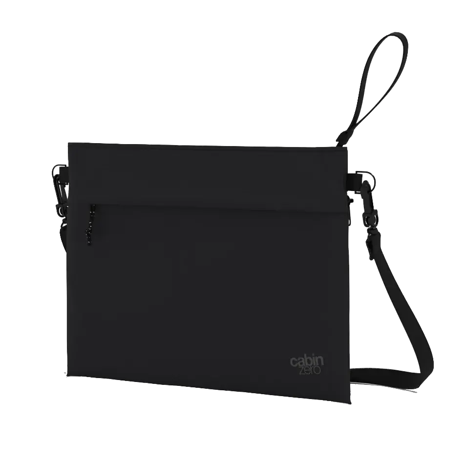 CabinZero Classic Sacoche Umhängetasche 2,5L 27 cm in Absolute Black - Schräg von vorne