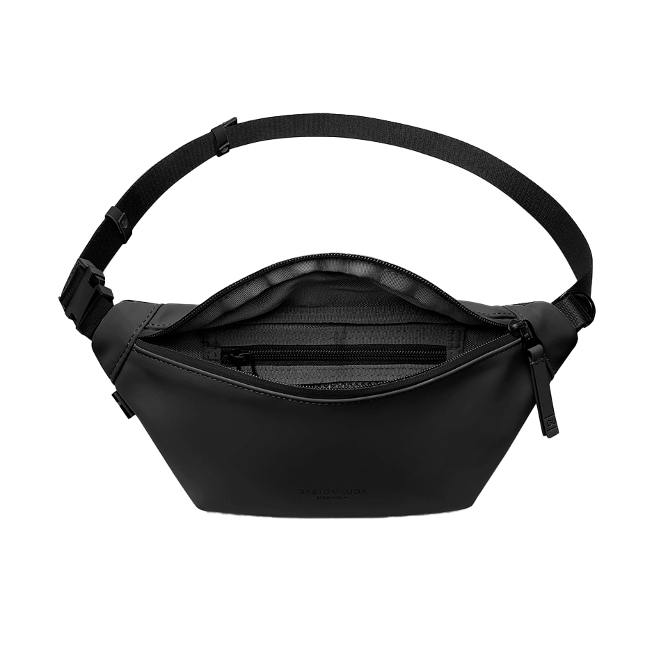 Innenansicht Gaston Luga Däsh Bumbag – kompakte schwarze Umhängetasche mit Fächern