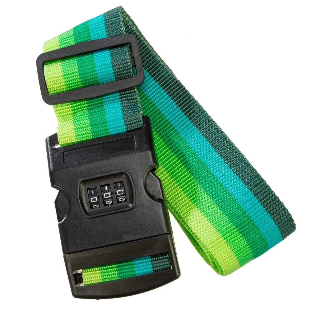 koffer-direkt.de Koffergurt KG03 in Green Multicolor gestreift bietet zusätzlichen Schutz für Ihren Koffer