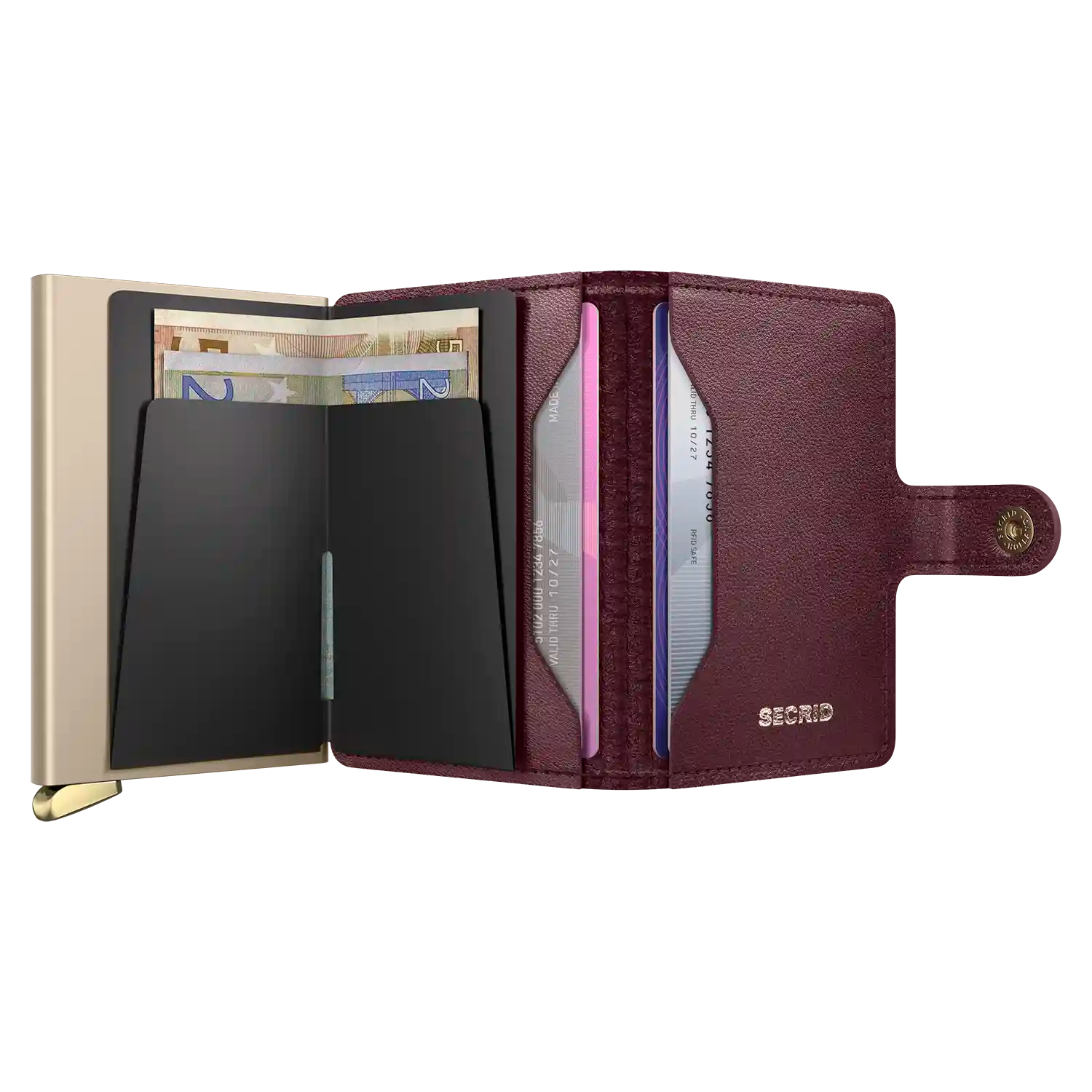 Secrid Miniwallet Emboss Diamond Premium Leder Bordeaux 10 cm Wallet für Karten und Bargeld