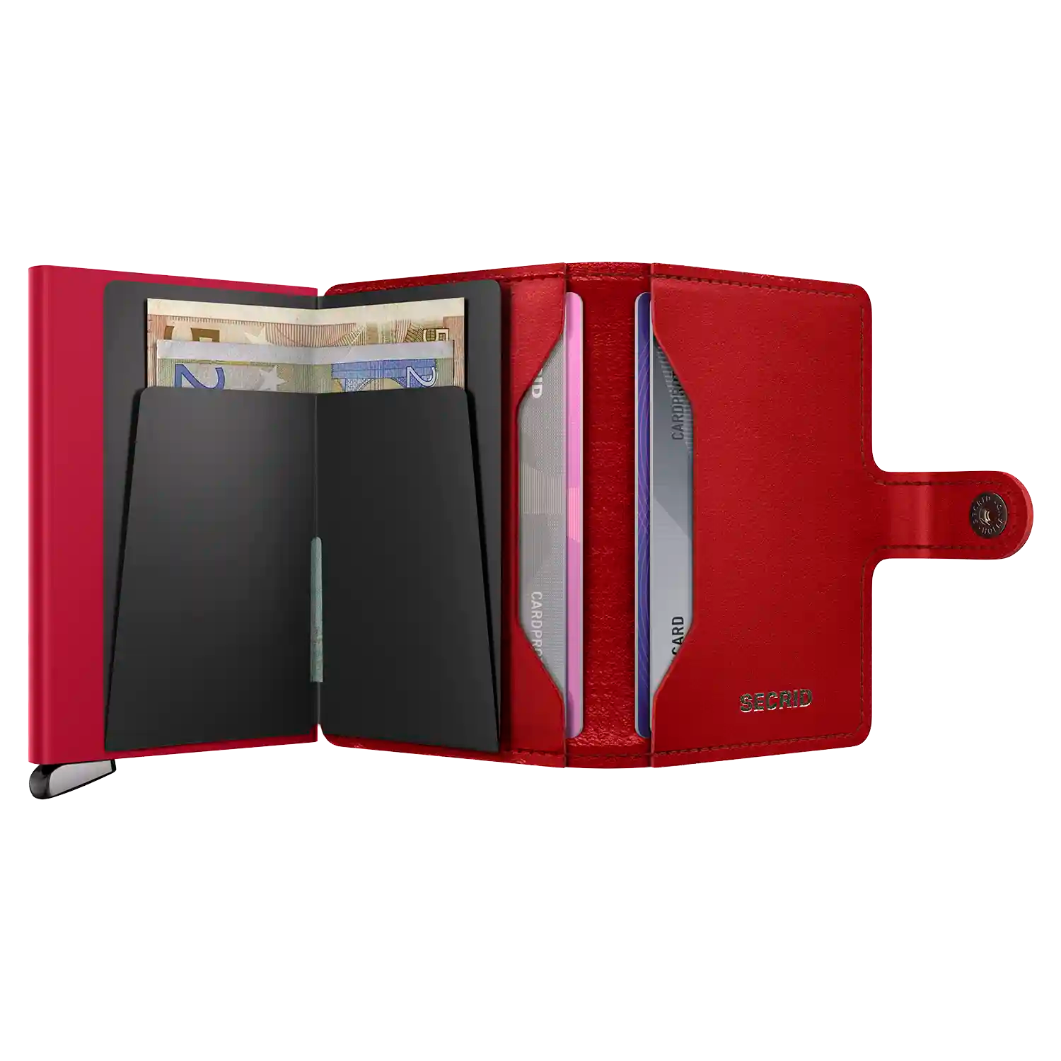 Secrid Miniwallet Emboss Diamond Premium Leder Red 10 cm Wallet für Karten und Bargeld