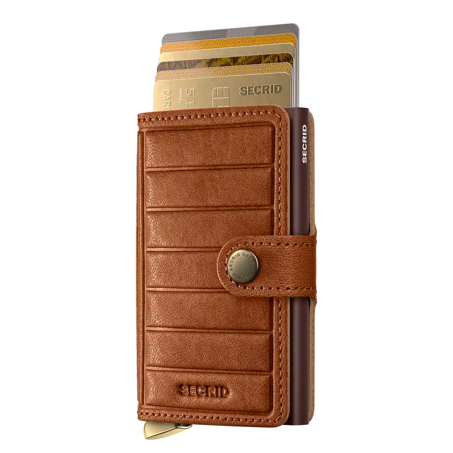 Secrid Miniwallet Emboss Lines Cognac Premium Kollektion 10 cm Wallet aus geprägtem Leder
