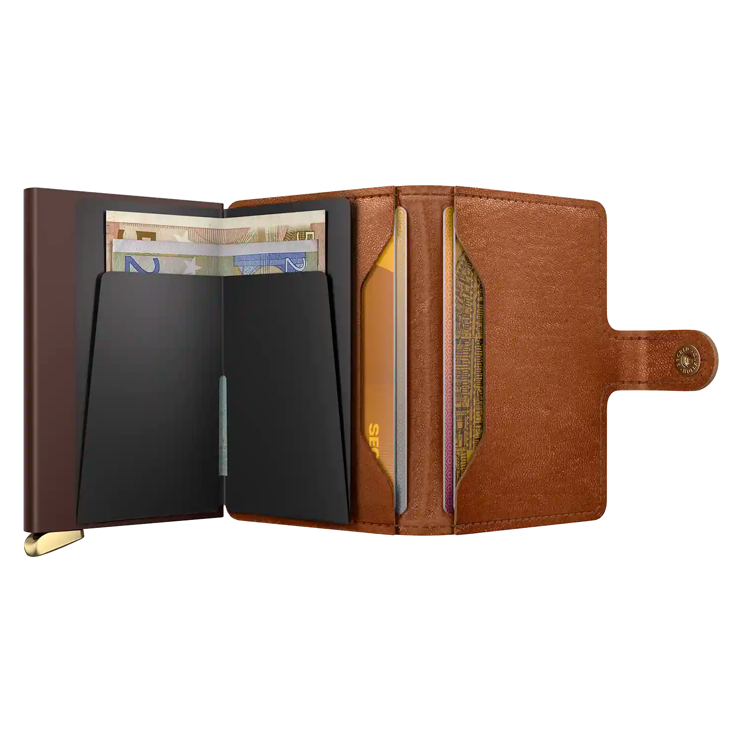 Secrid Miniwallet Emboss Lines Premium Leder Cognac 10 cm Wallet für Karten und Bargeld