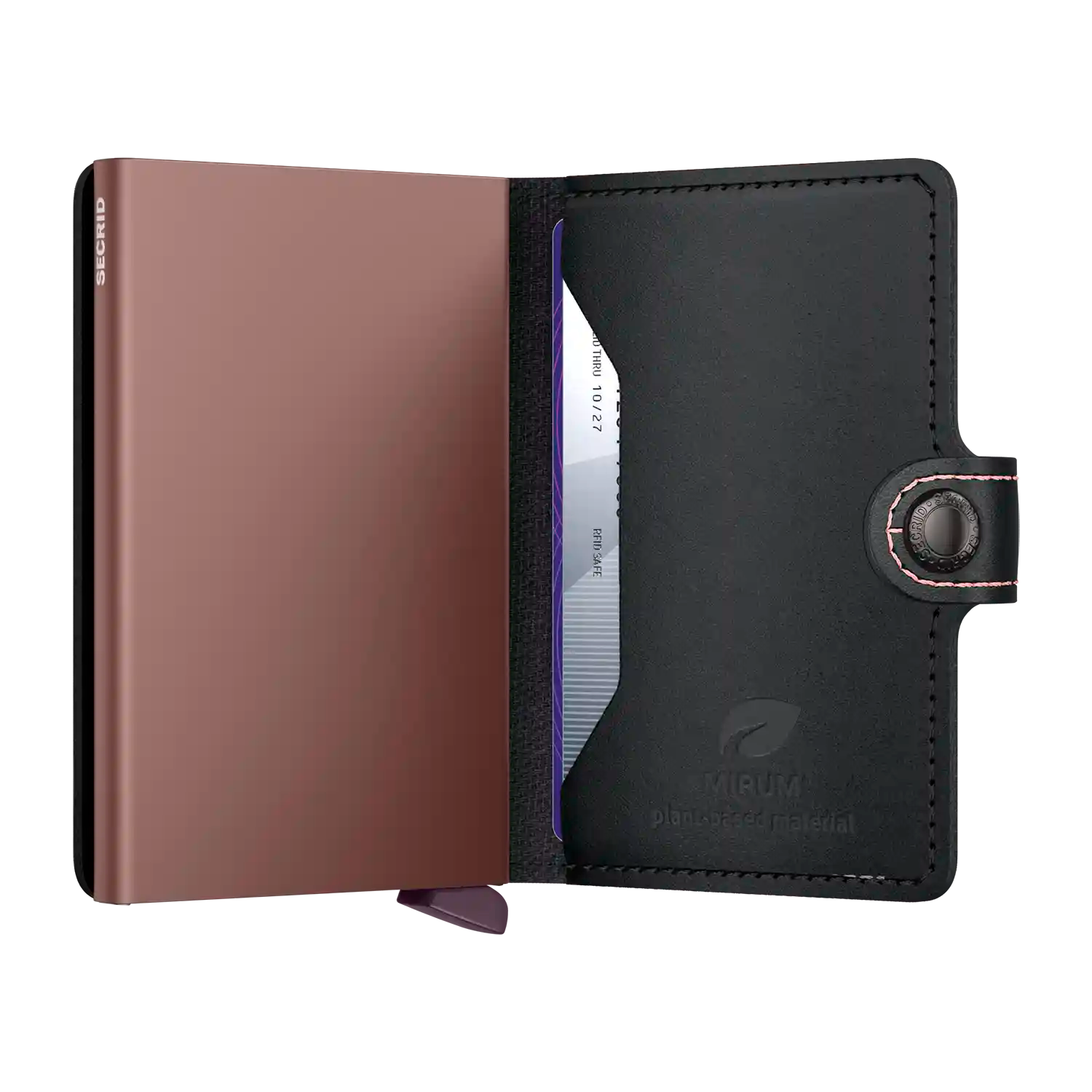 Secrid Miniwallet Mirum Black-Rose geöffnet - Vegane Geldbörse
