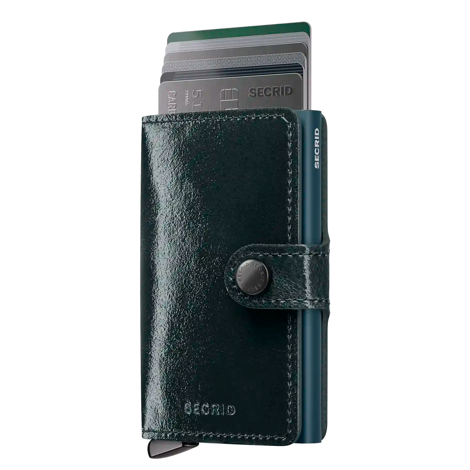 Secrid Miniwallet Naplak Premium 10 cm Wallet in Bottle Green aus glänzendem Leder