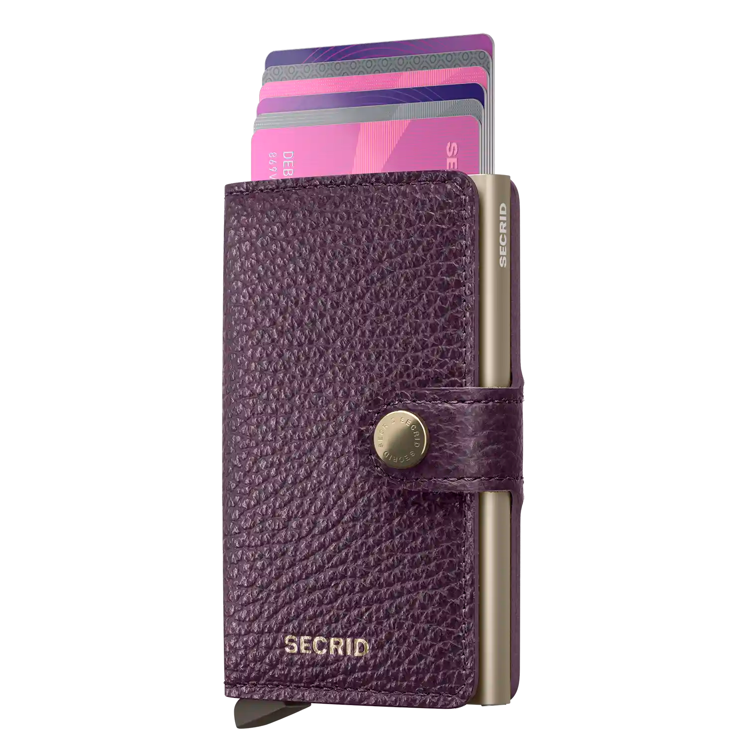 Secrid Miniwallet Pebble Grape Leder - Hochwertige Pebble-Textur in Traubenfarbe