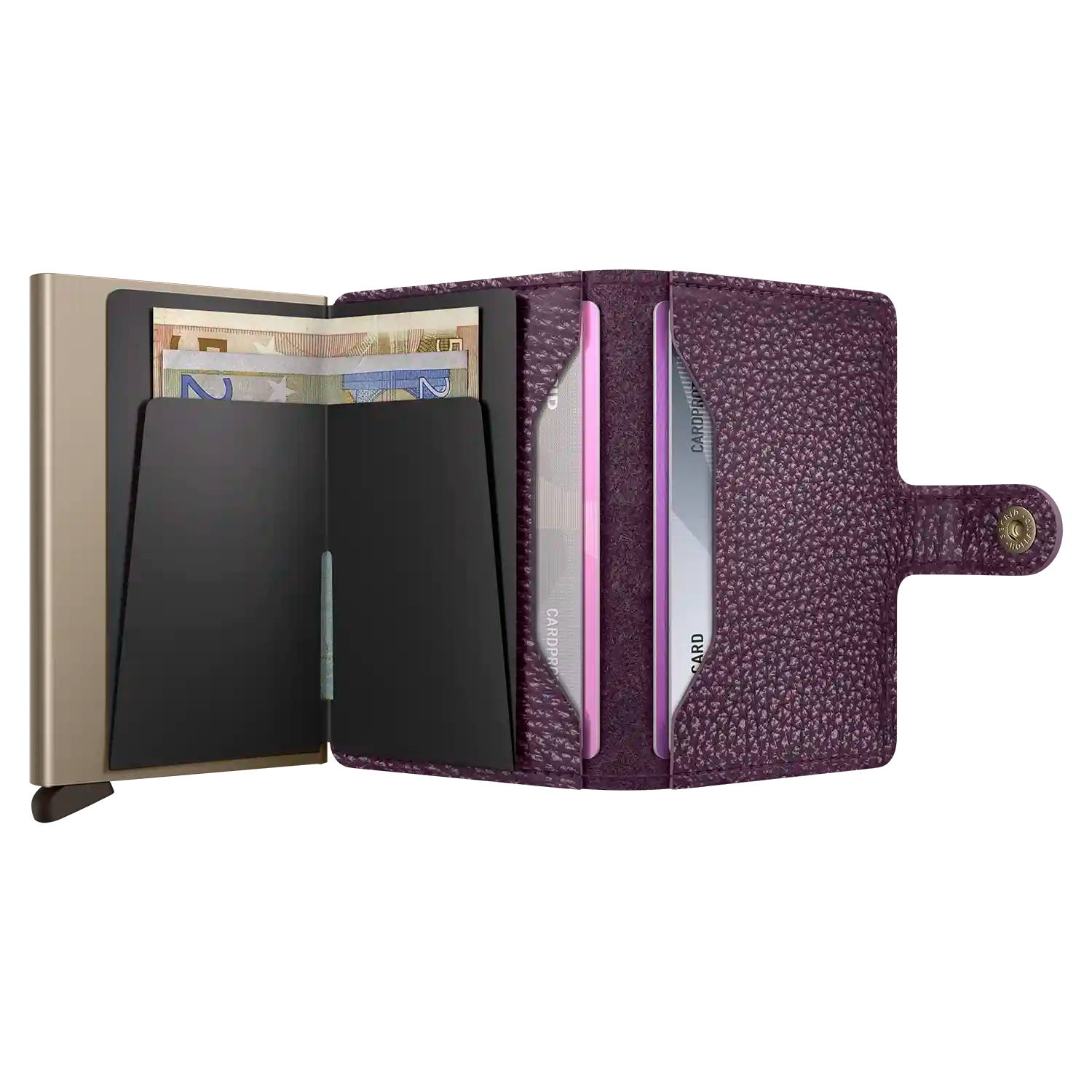 Secrid Miniwallet Pebble Grape geöffnet - Kompakte Geldbörse mit Scheinfach