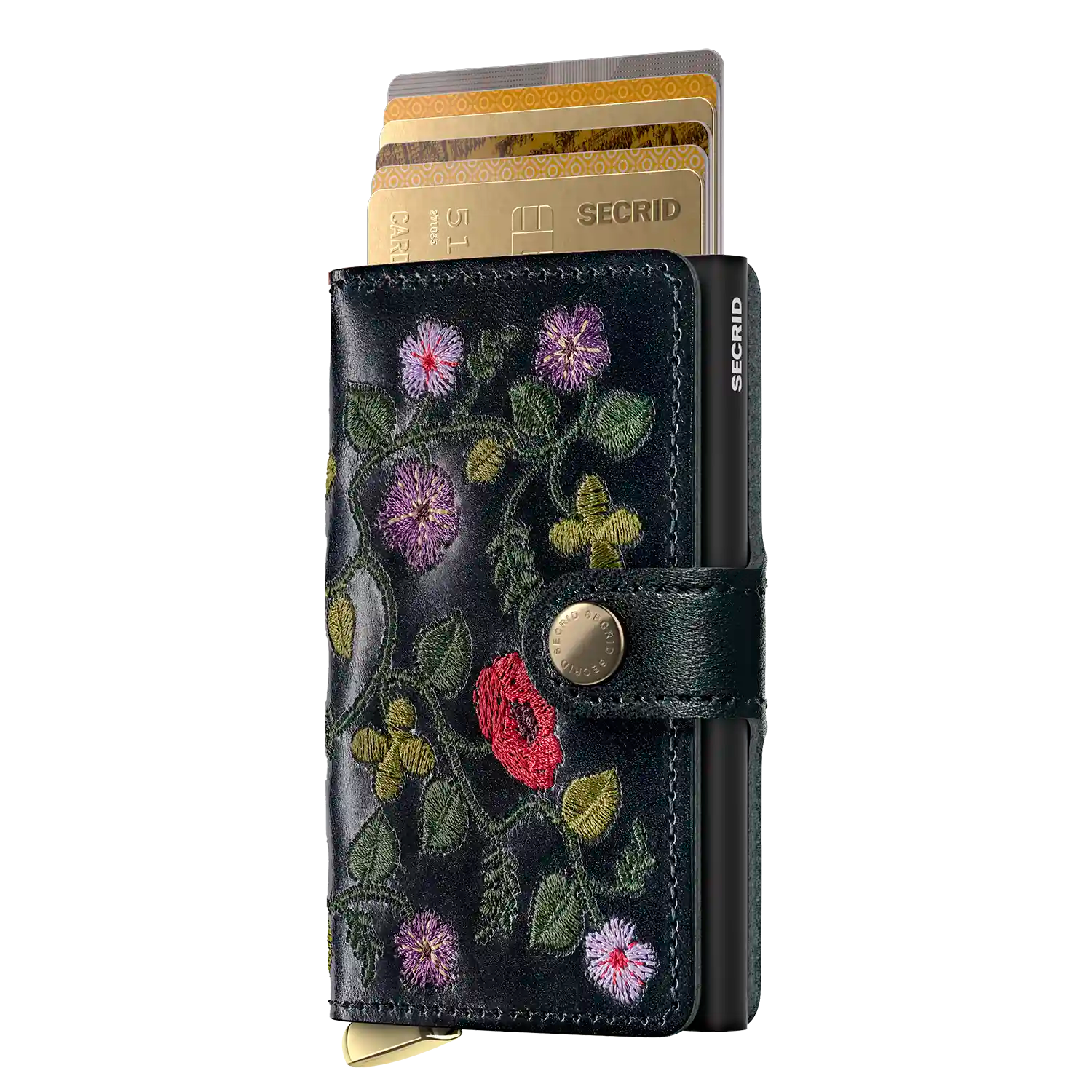 Secrid Premium Kollektion Miniwallet Stitch Floral 10 cm - Black+