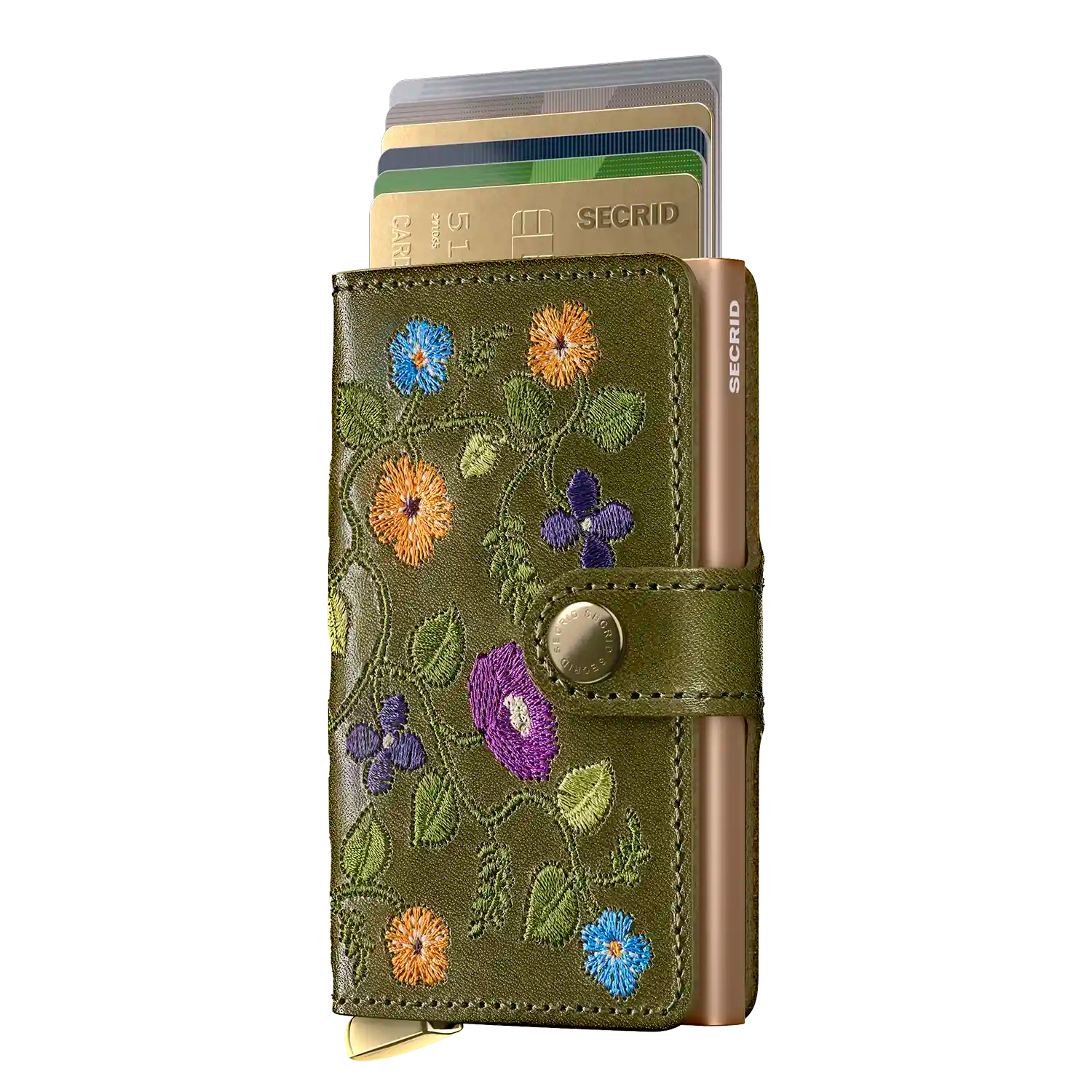 Secrid Premium Kollektion Miniwallet Stitch Floral 10 cm - Olive+