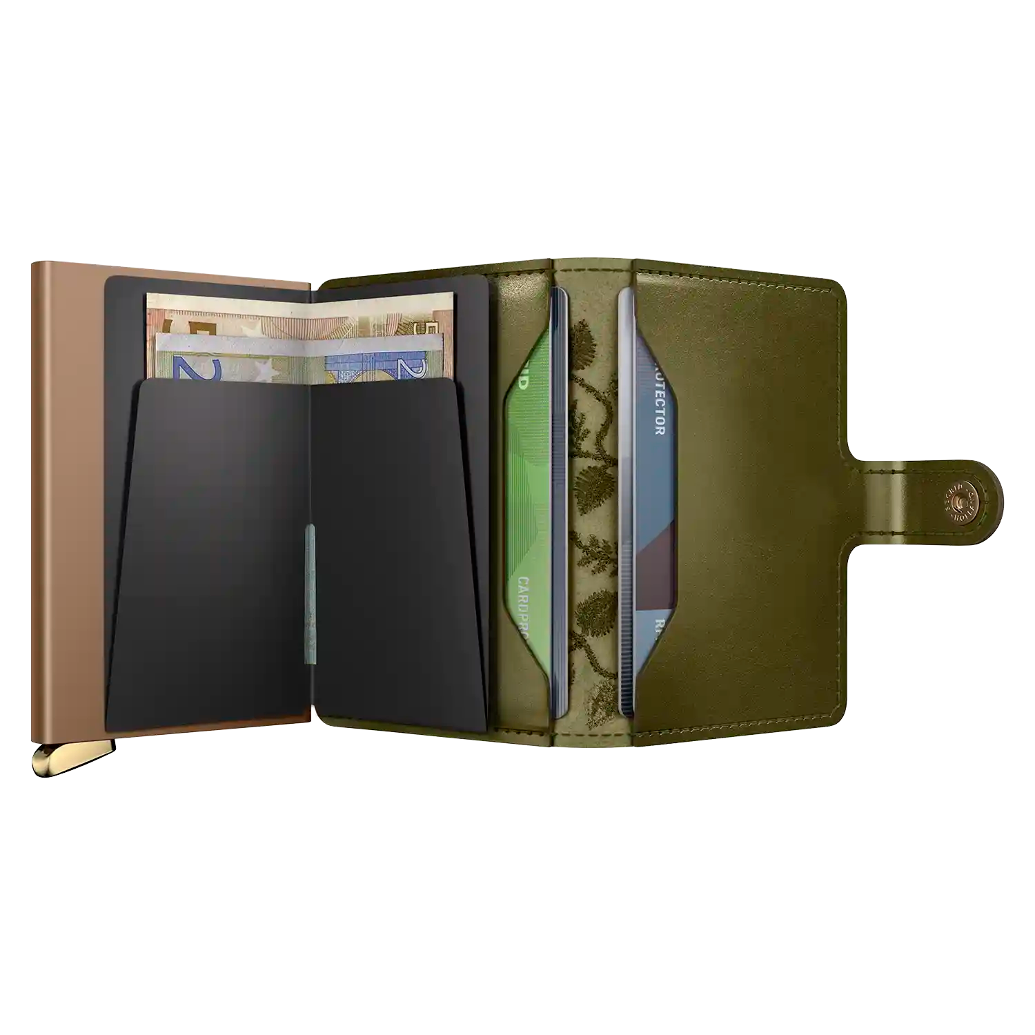 Secrid Premium Kollektion Miniwallet Stitch Floral 10 cm - Olive+