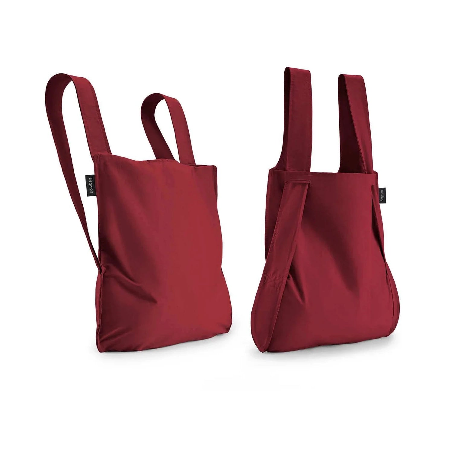 Notabag Original Rucksack Wine Red - Front- und Rückansicht mit sichtbaren Tragegriffen