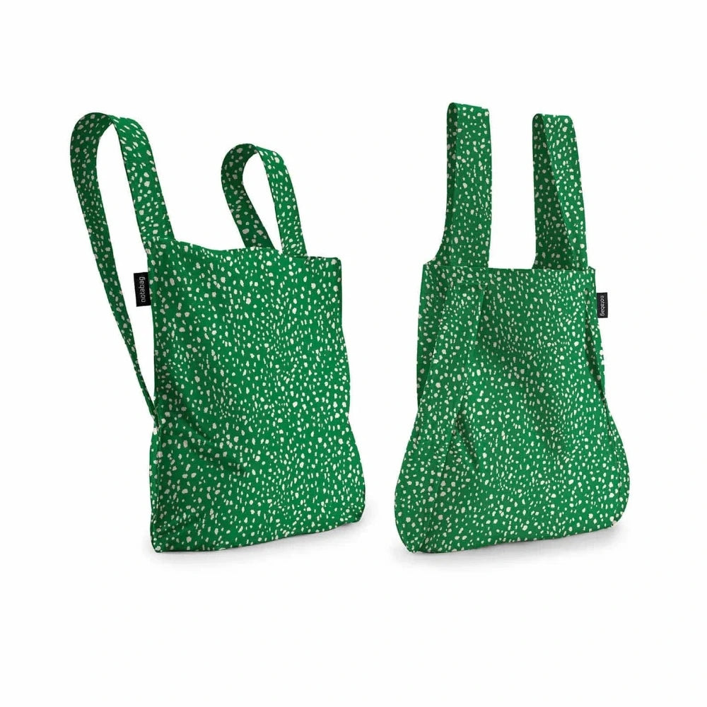 Notabag Original Green Sprinkle - Front- und Rückansicht der Tasche mit charakteristischem Sprenkelmuster