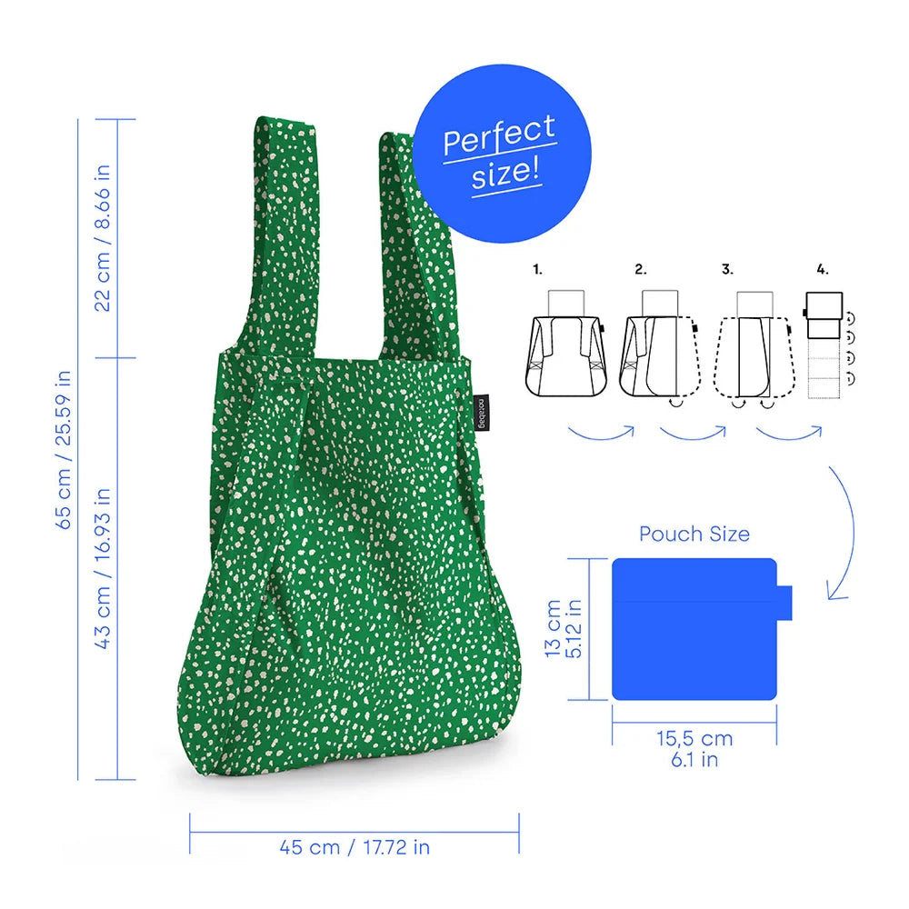 Notabag Original 65 cm Green Sprinkle - Rucksack-Funktion mit verstellbaren Trägern