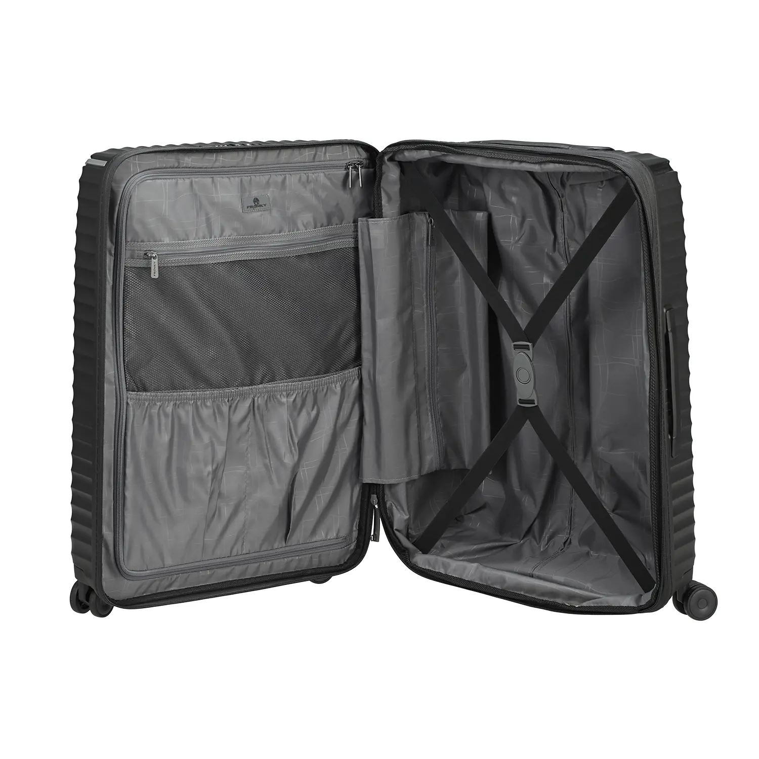 koffer-direkt.de Set Flight Lite II 4-Rollen Trolley 66 cm + Kulturtasche - Black