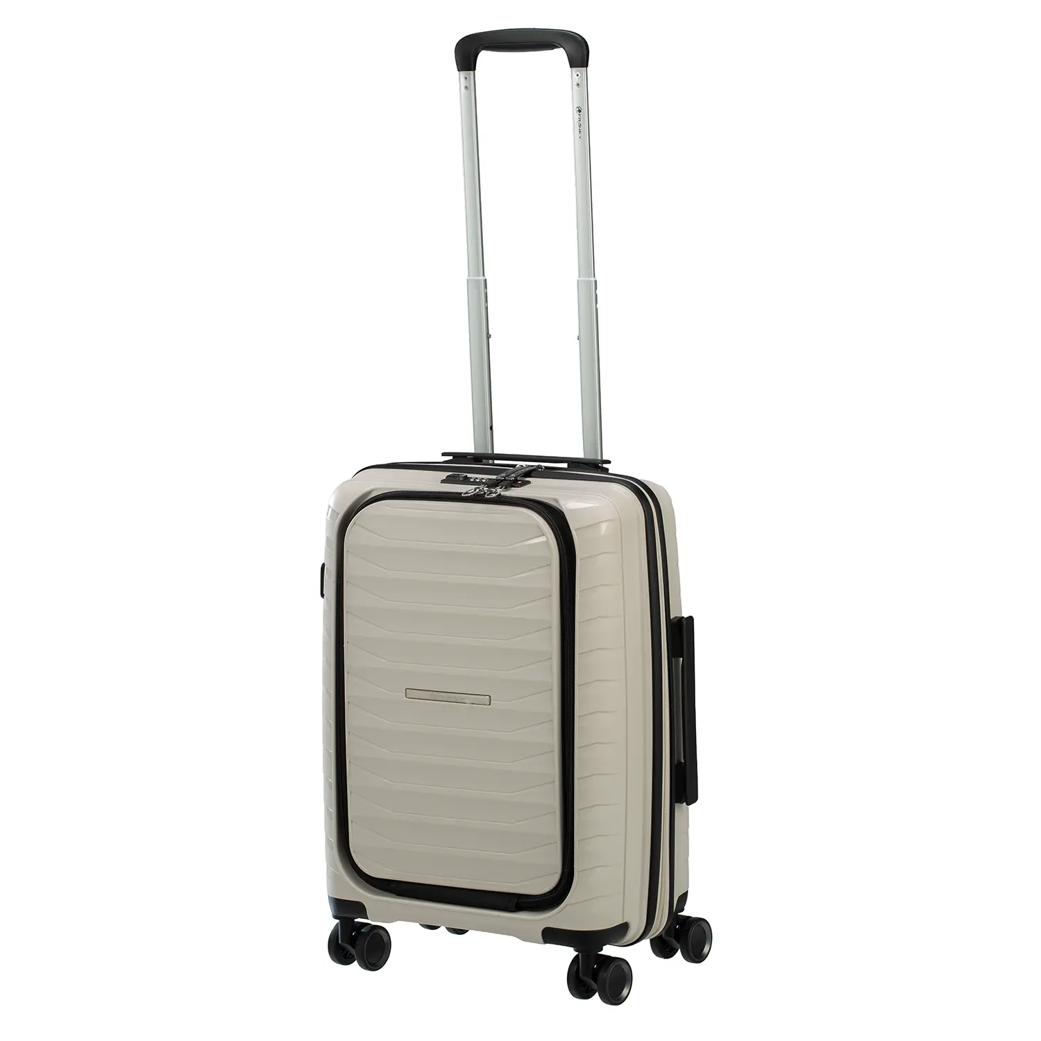 koffer-direkt.de PP15 4-Rollen Trolley S 55cm Light Beige - Handgepäck-Koffer mit Laptopfach