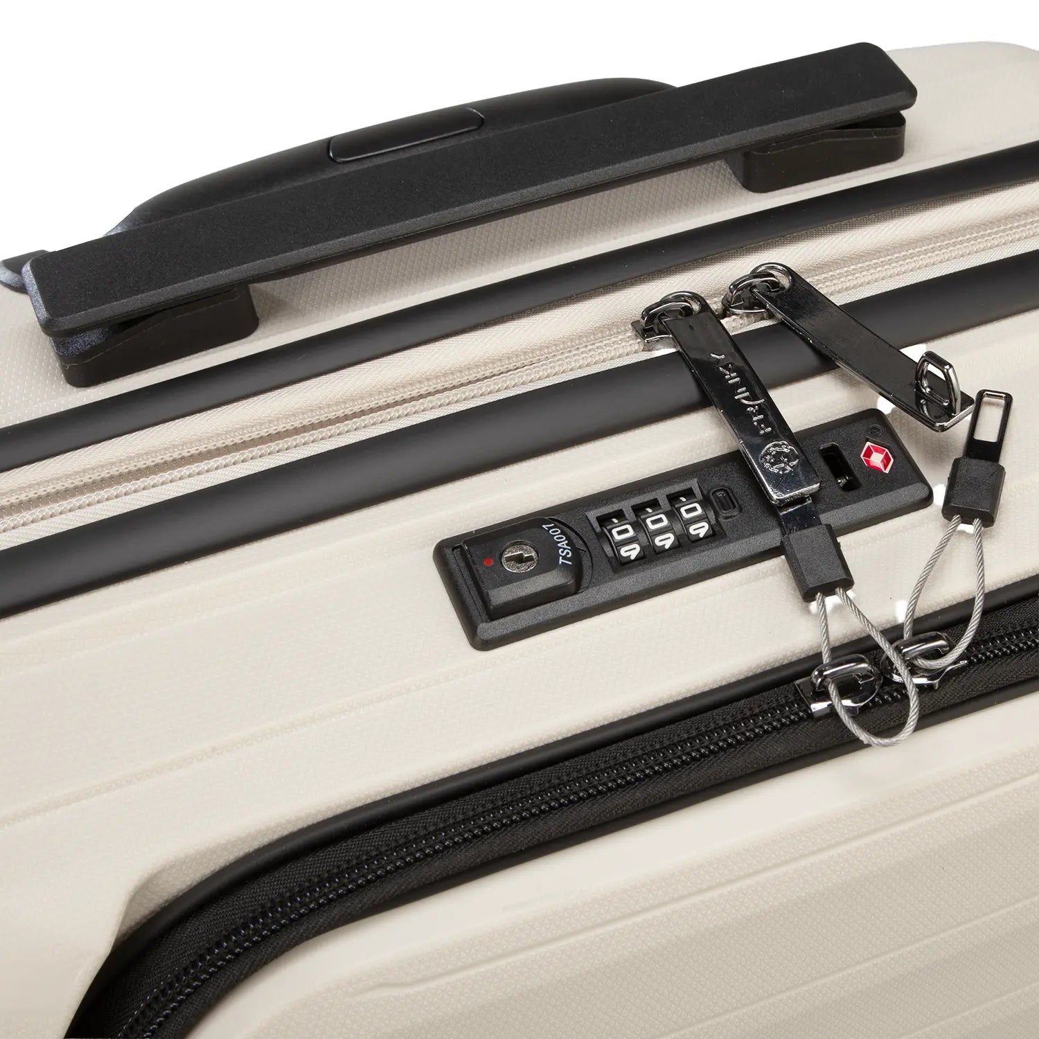 PP15 Handgepäck-Koffer Light Beige - Integriertes TSA-Zahlenschloss für sichere Reisen