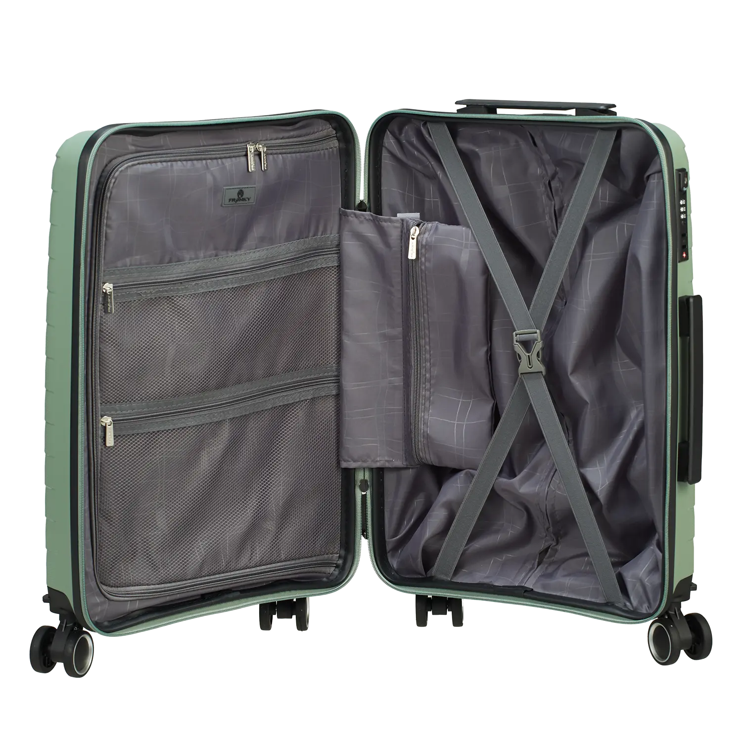 Franky PP15 Light Green Trolley S Innenraum - Packfächer für Wochenendreisen