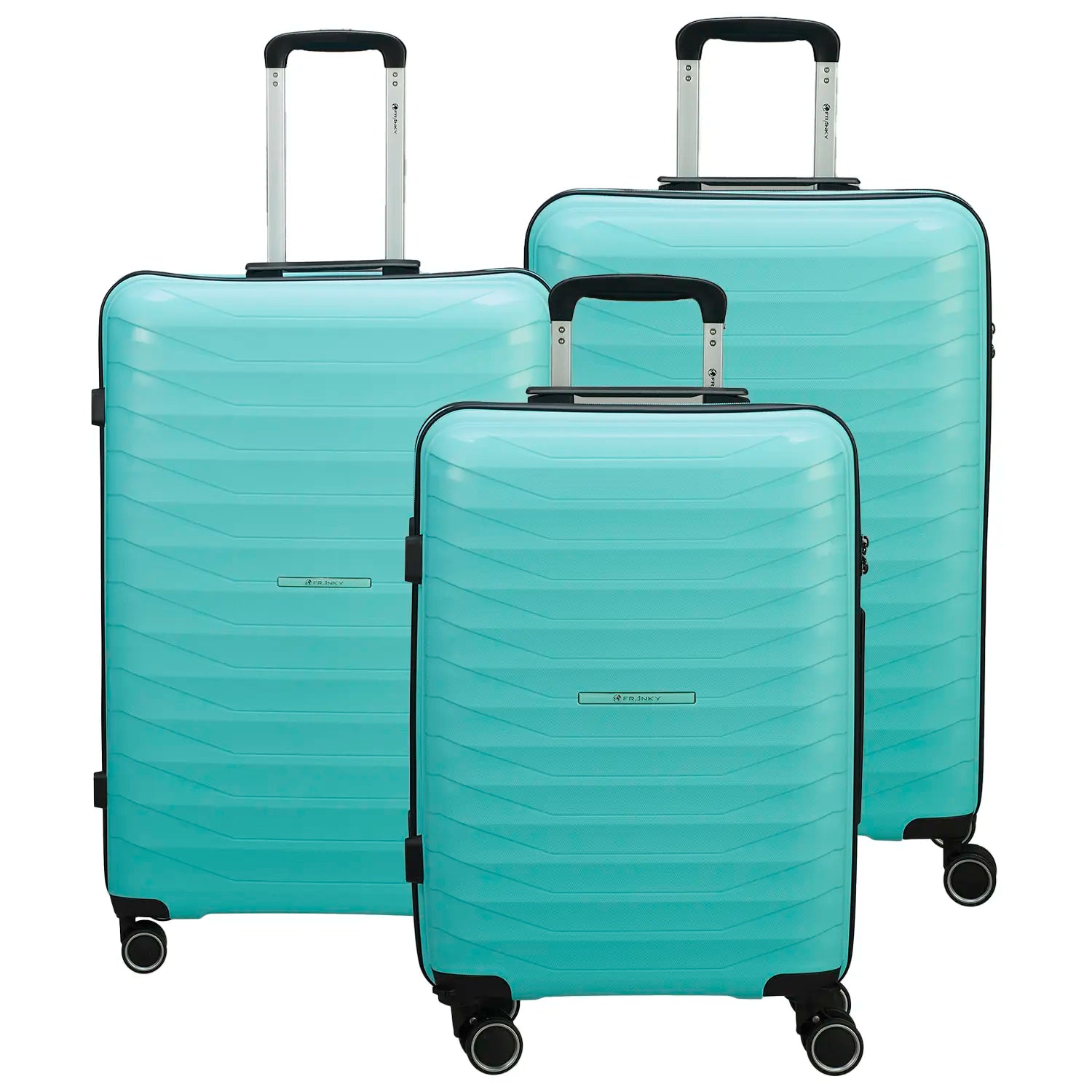 Franky PP15 4-Rollen Kofferset L/M/S Light Turquise - Komplettes 3-teiliges Hartschalen-Trolley Set
