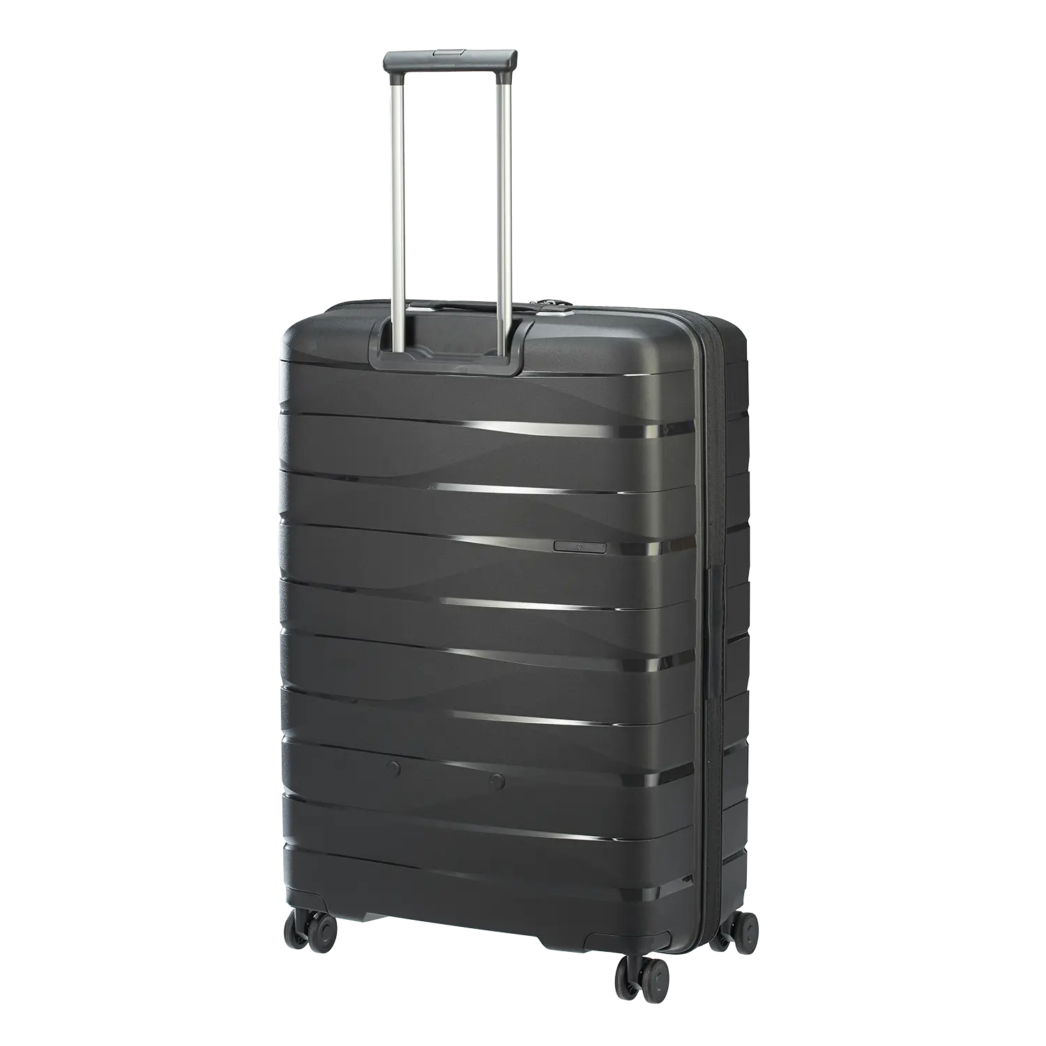 PP21 Trolley L 77cm schwarz Rückseite - 4-Rollen Großkoffer mit robuster Hartschale