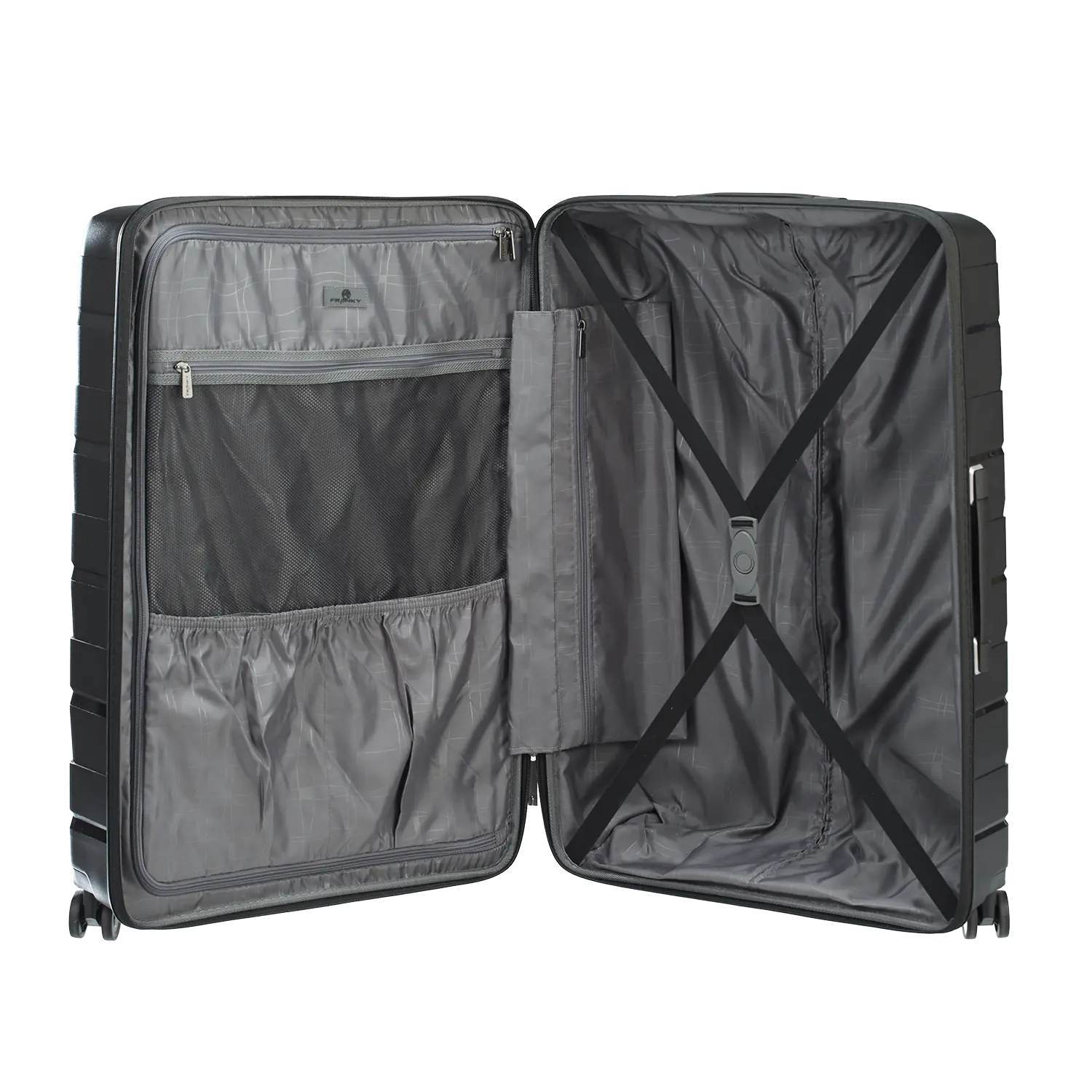 PP21 Trolley L Innenraum schwarz - 87 Liter Packvolumen mit Packgurten und Trennwand