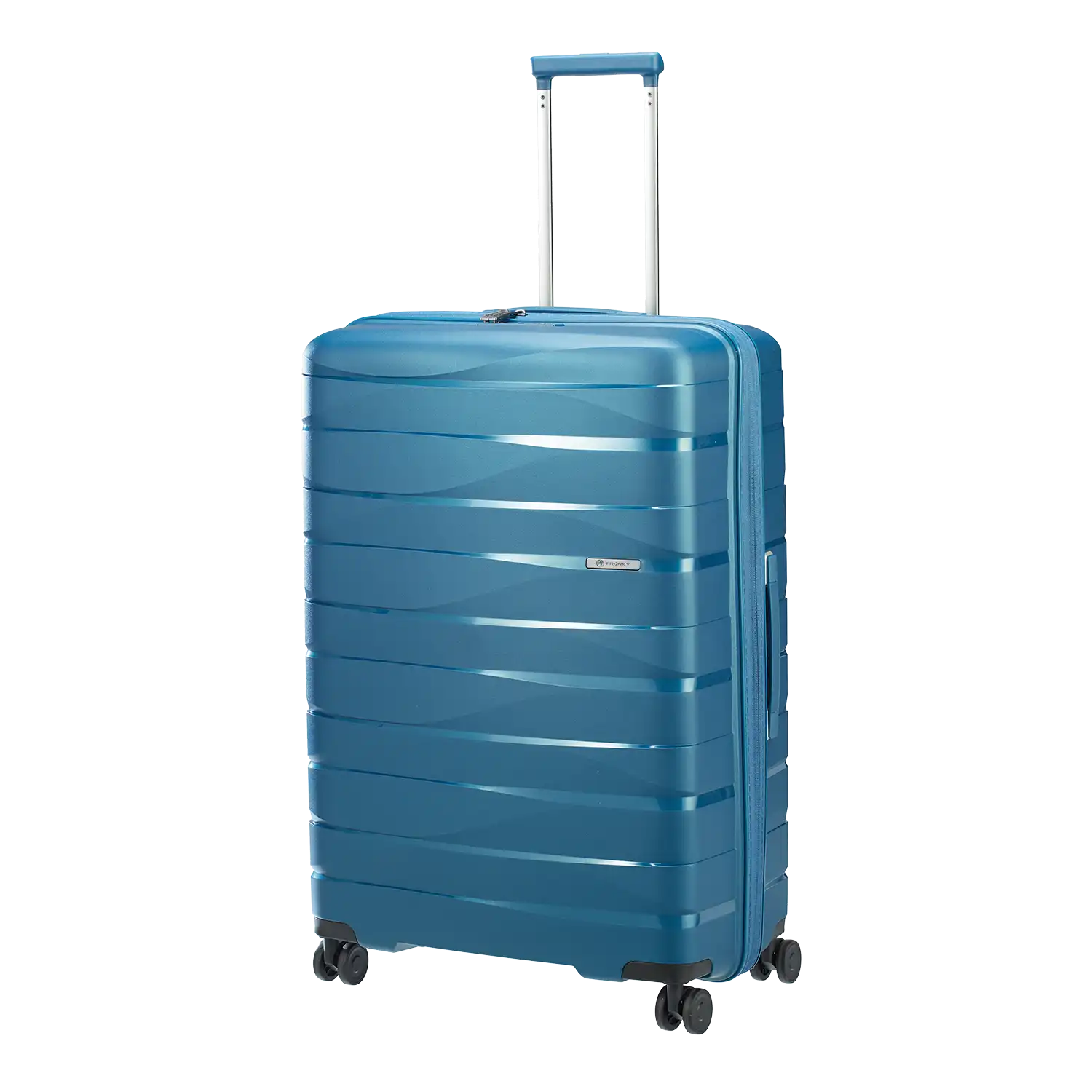 koffer-direkt.de PP21 Großer Reisekoffer L 77cm blau - 4-Rollen Trolley 87L Volumen