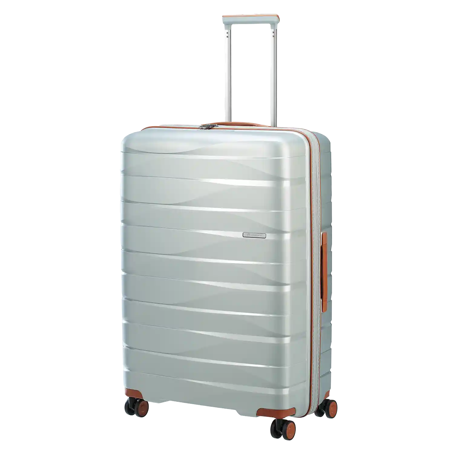koffer-direkt.de PP21 4-Rollen Trolley L 77 cm Silver Metallic – großer Hartschalenkoffer für lange Reisen