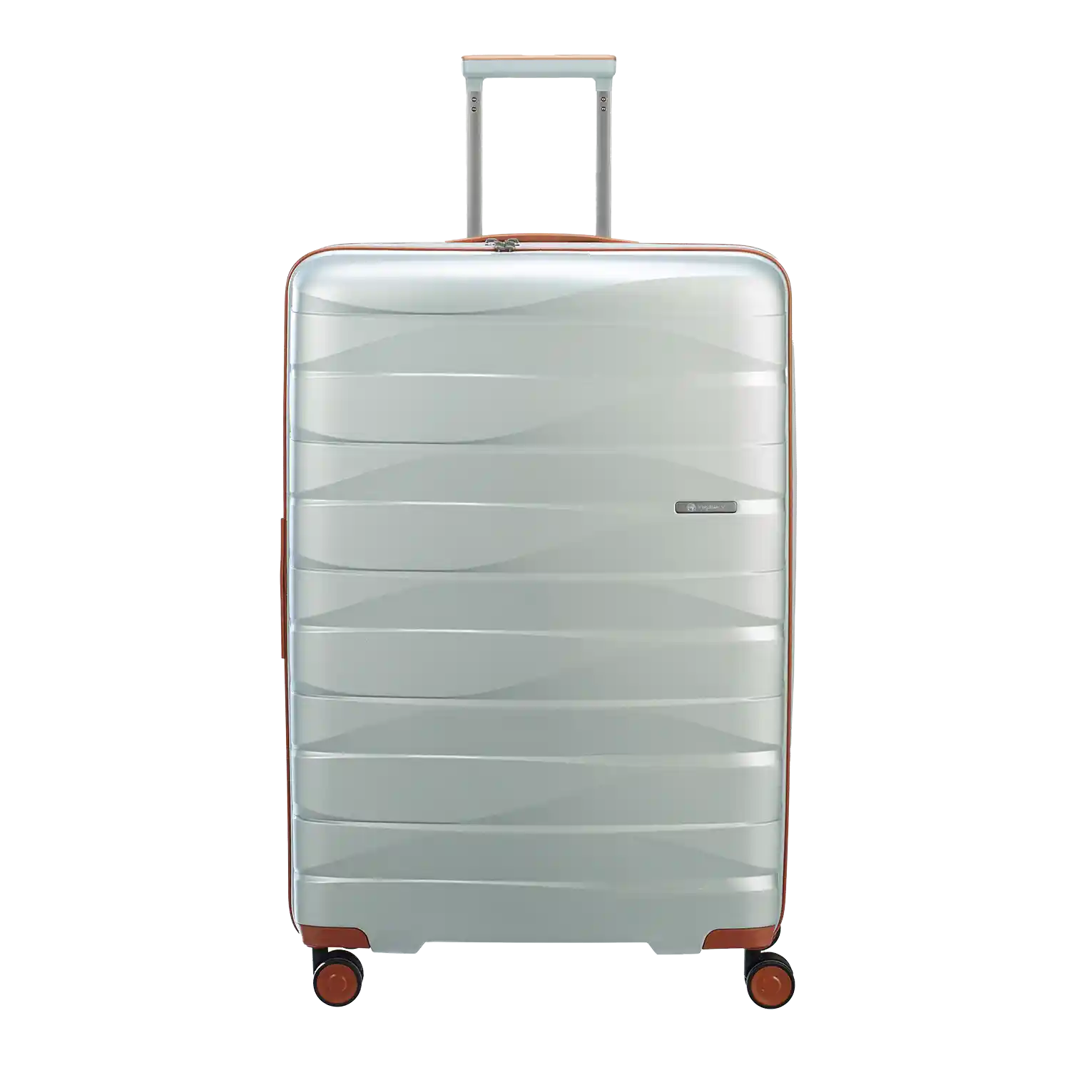 Frontansicht koffer-direkt.de PP21 Trolley 77 cm Silber Metallic – eleganter Reisekoffer mit 4 Rollen