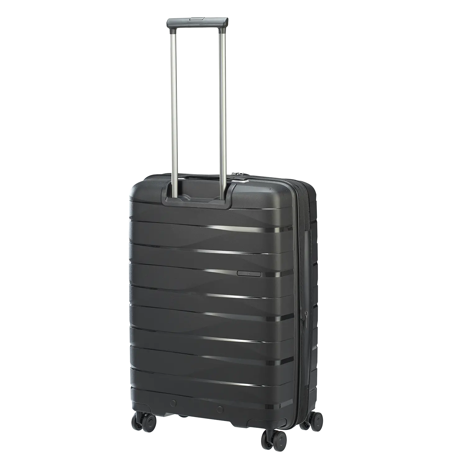 PP21 Trolley M 67cm schwarz Rückseite - 4-Rollen Reisekoffer mit robuster Hartschale